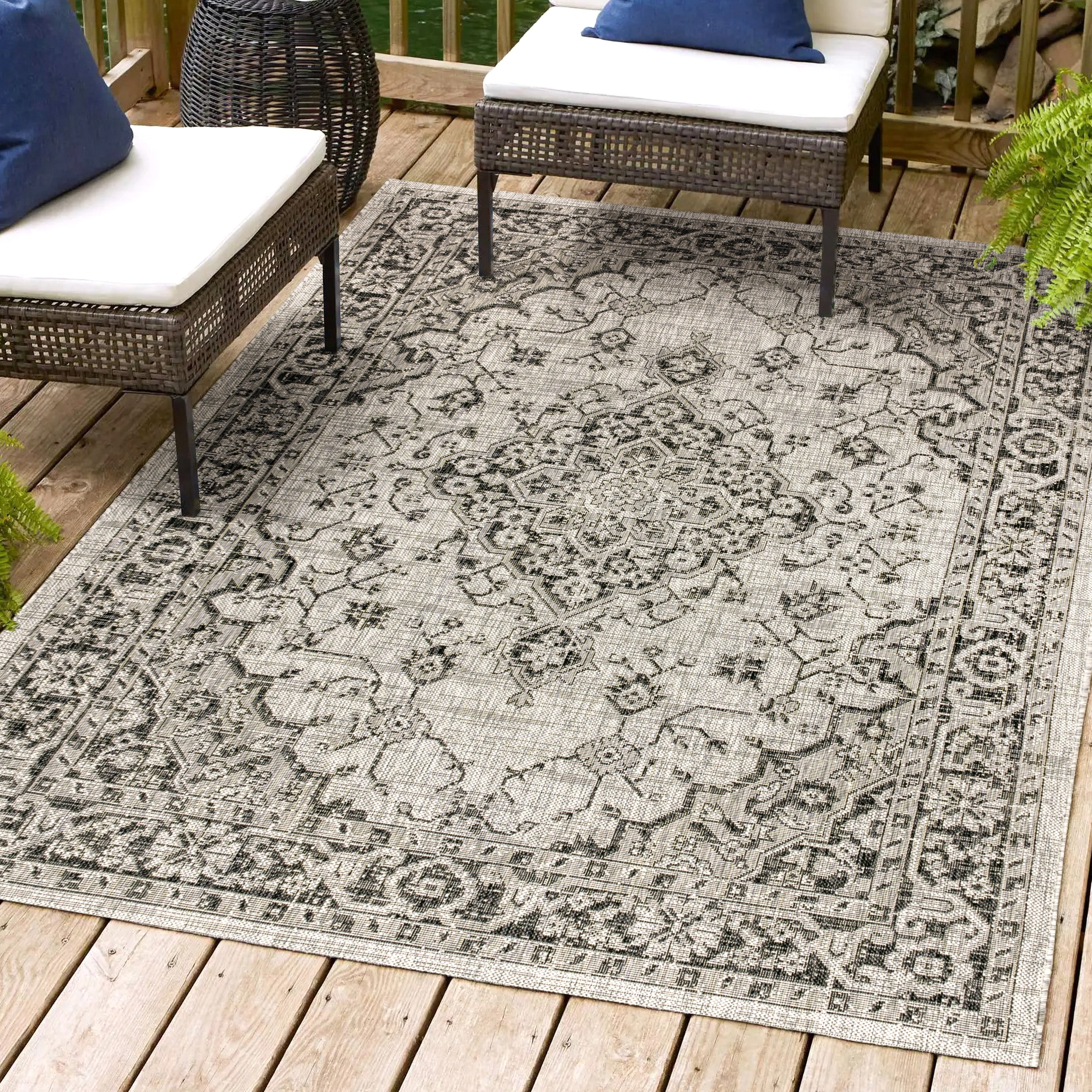 Rozetta Boho Medallion Textured Weave Indoor/Outdoor Area Rug