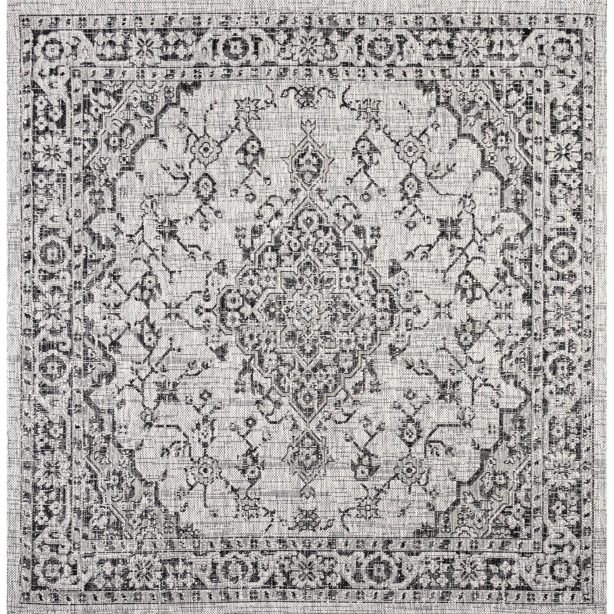 Rozetta Boho Medallion Textured Weave Indoor/Outdoor Square Area Rug
