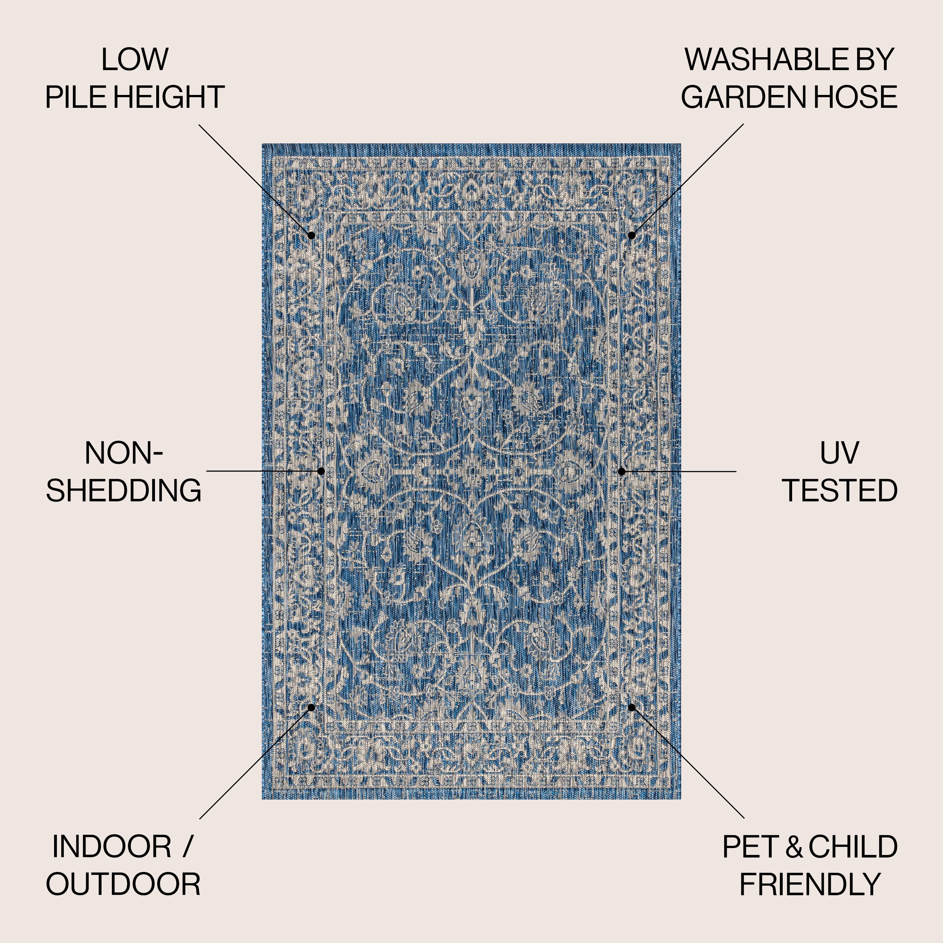 Palazzo Vine and Border Textured Weave Indoor/Outdoor Area Rug