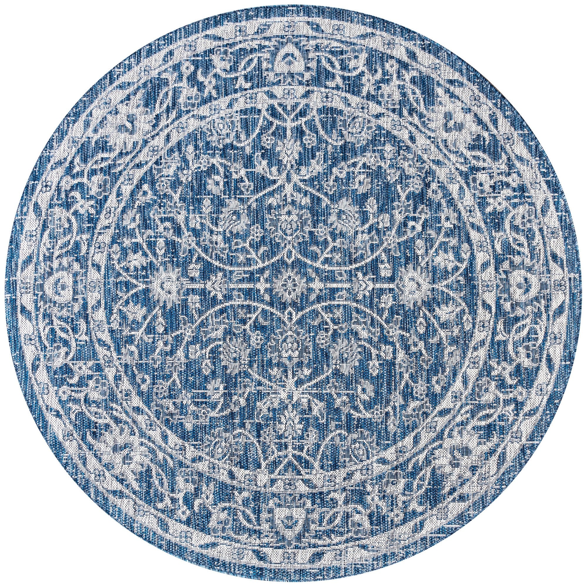 Palazzo Vine and Border Textured Weave Indoor/Outdoor Round Area Rug