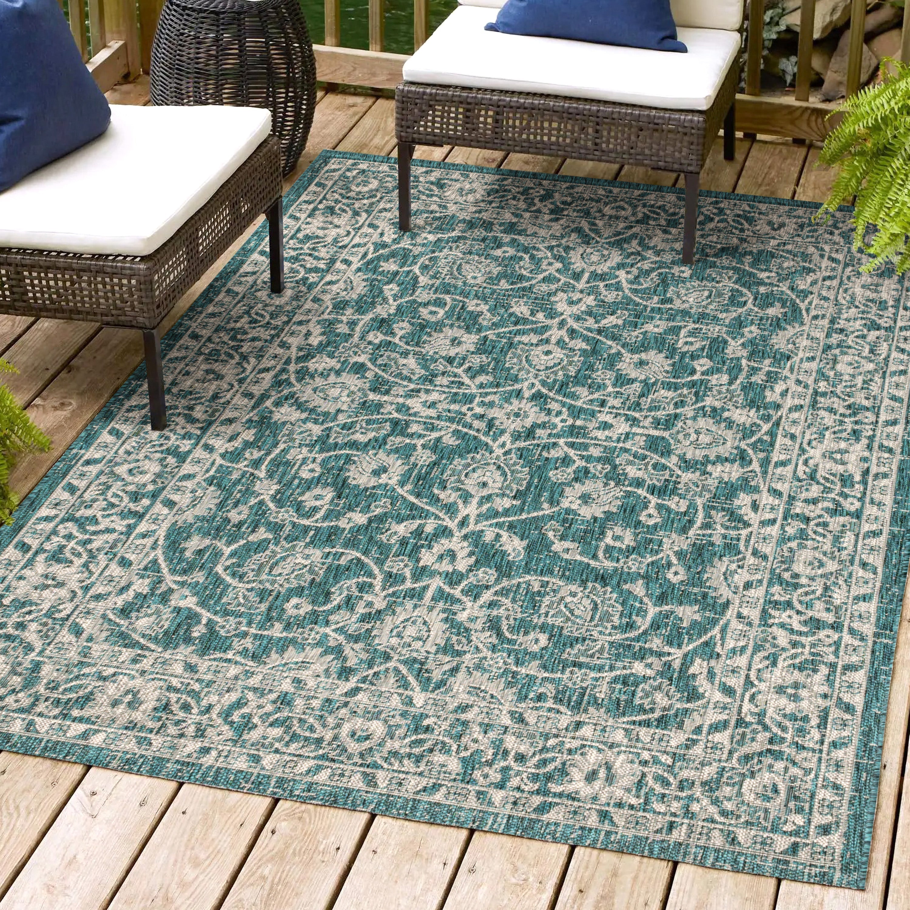 Palazzo Vine and Border Textured Weave Indoor/Outdoor Area Rug