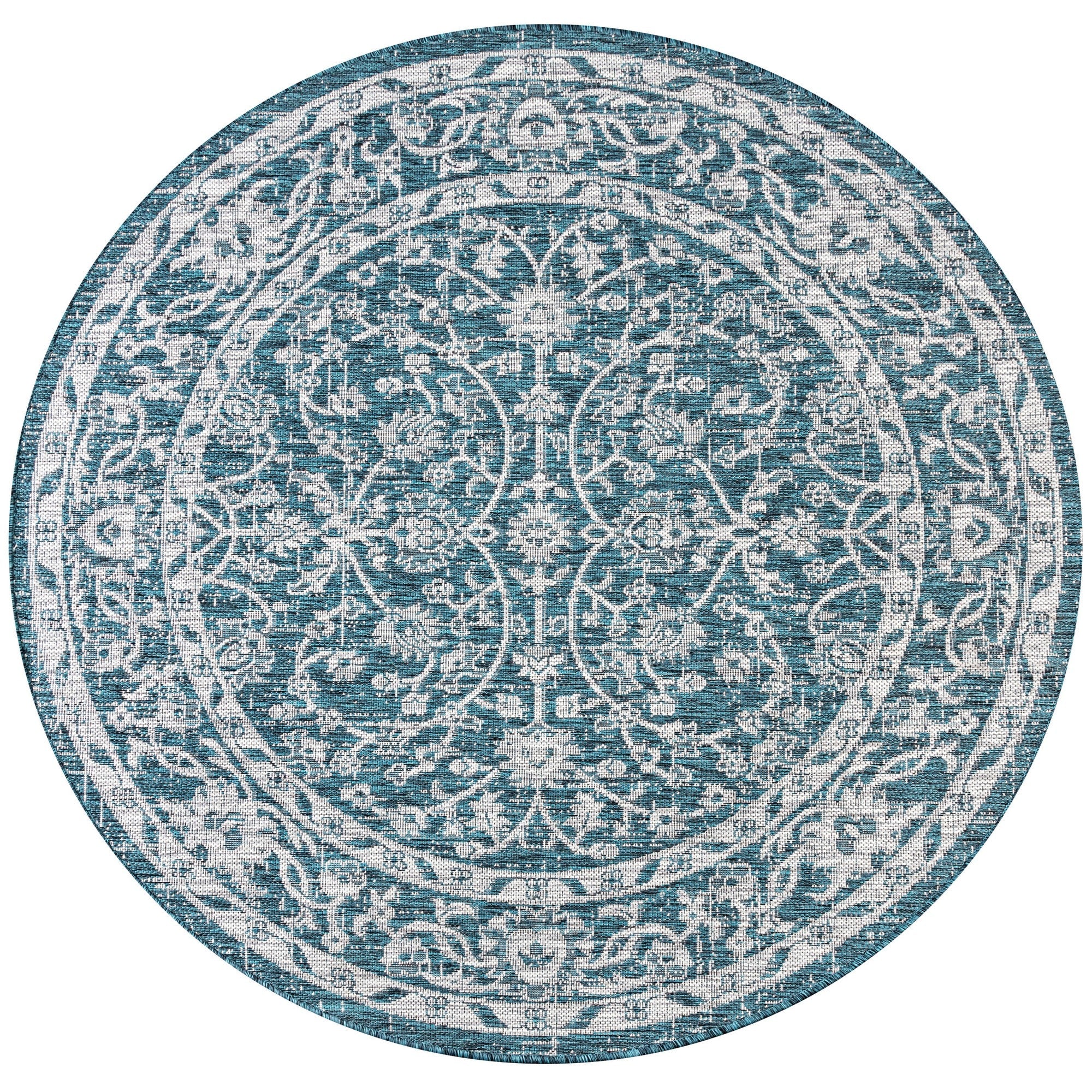 Palazzo Vine and Border Textured Weave Indoor/Outdoor Round Area Rug