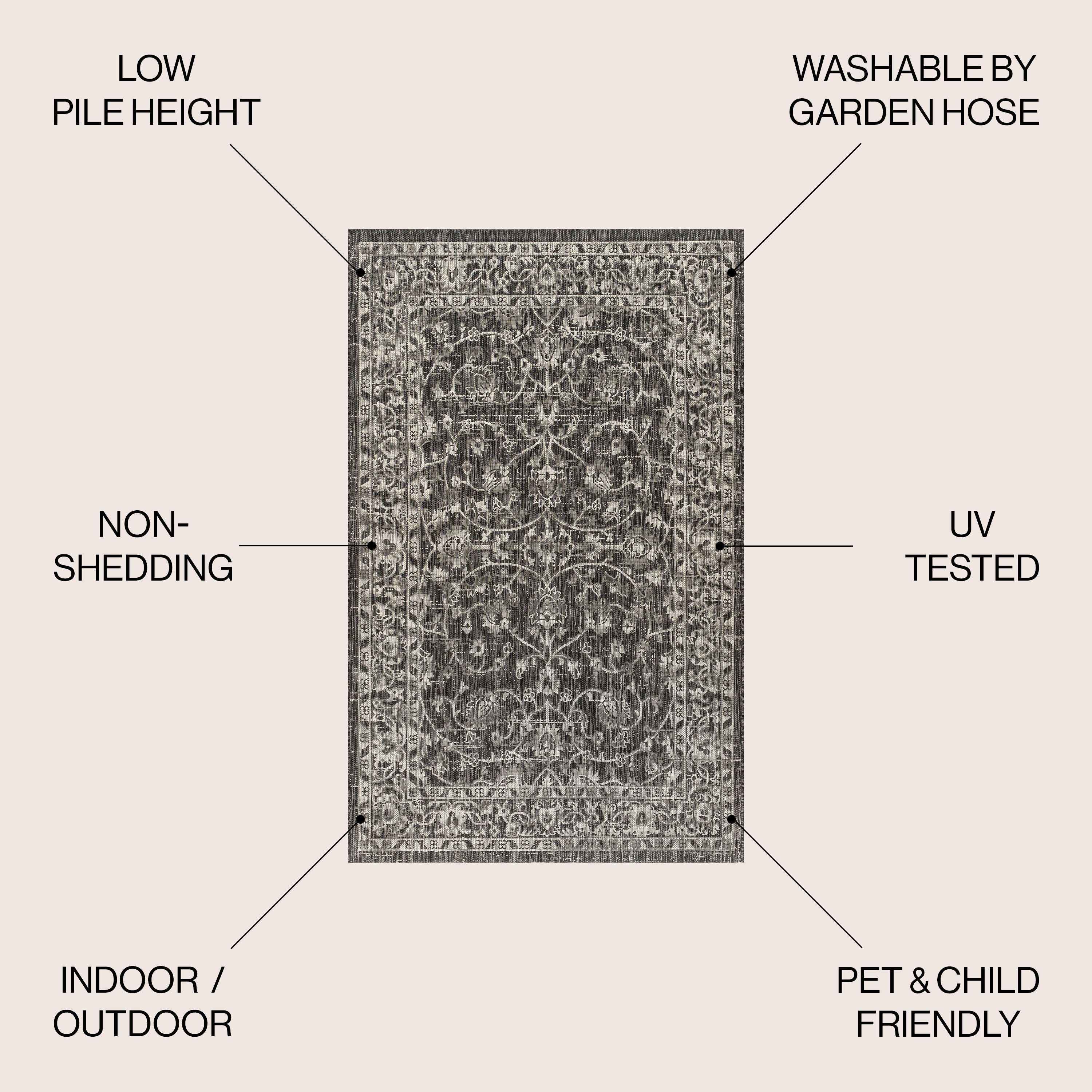 Palazzo Vine and Border Textured Weave Indoor/Outdoor Area Rug