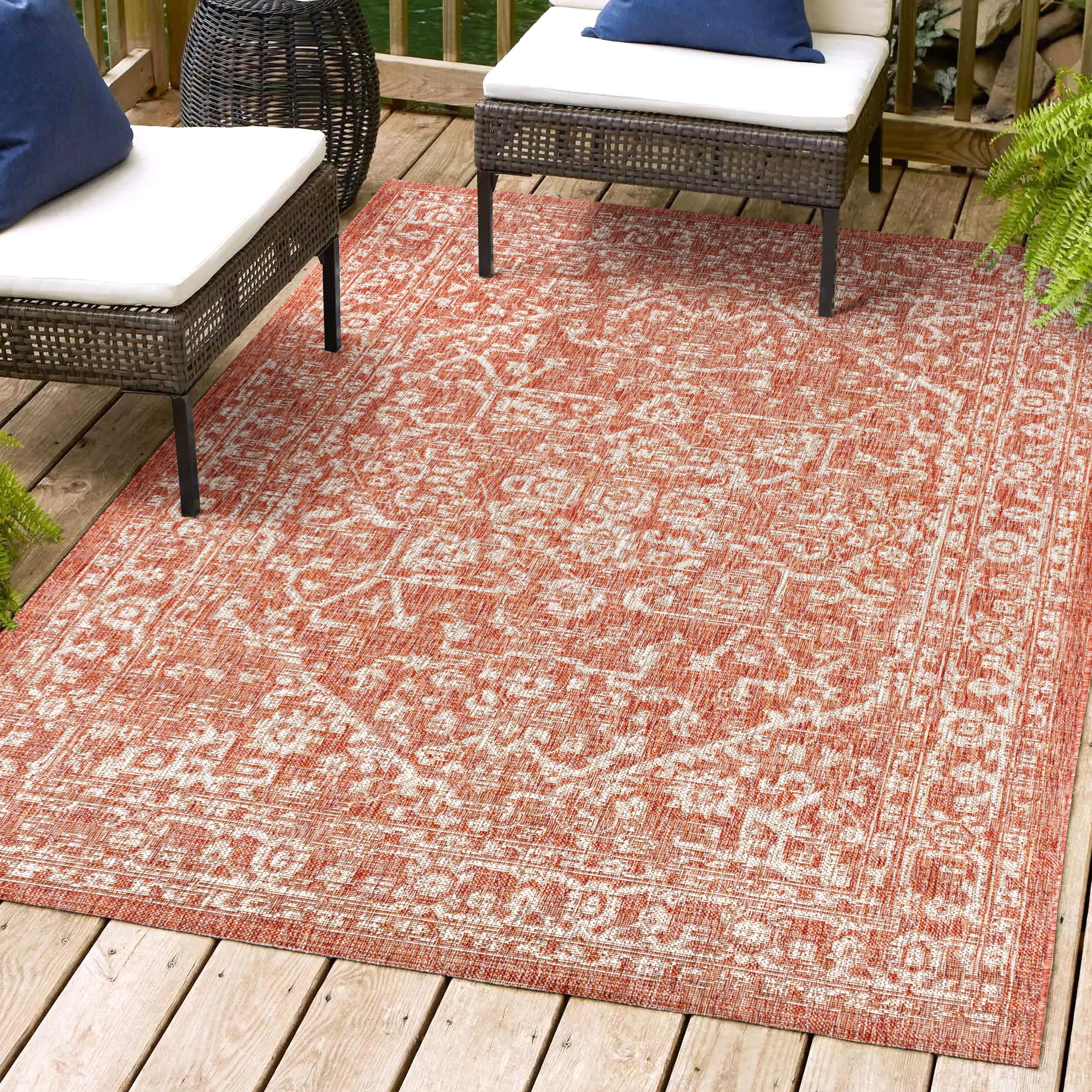 Malta Bohemian Medallion Textured Weave Indoor/Outdoor Area Rug