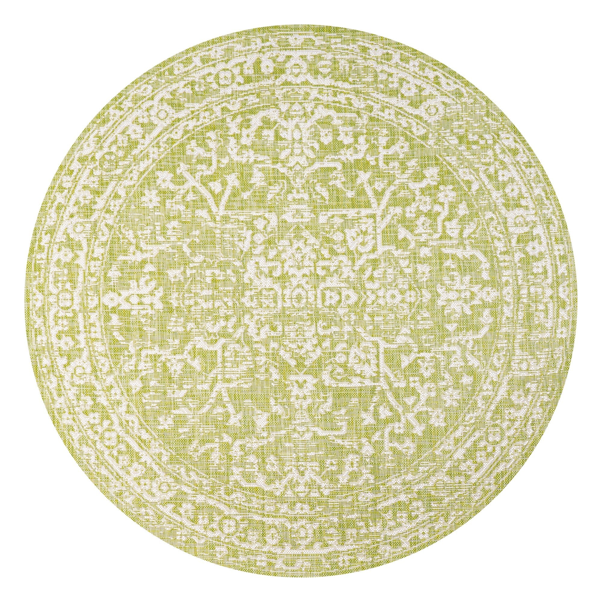 Malta Bohemian Medallion Textured Weave Indoor/Outdoor Round Area Rug