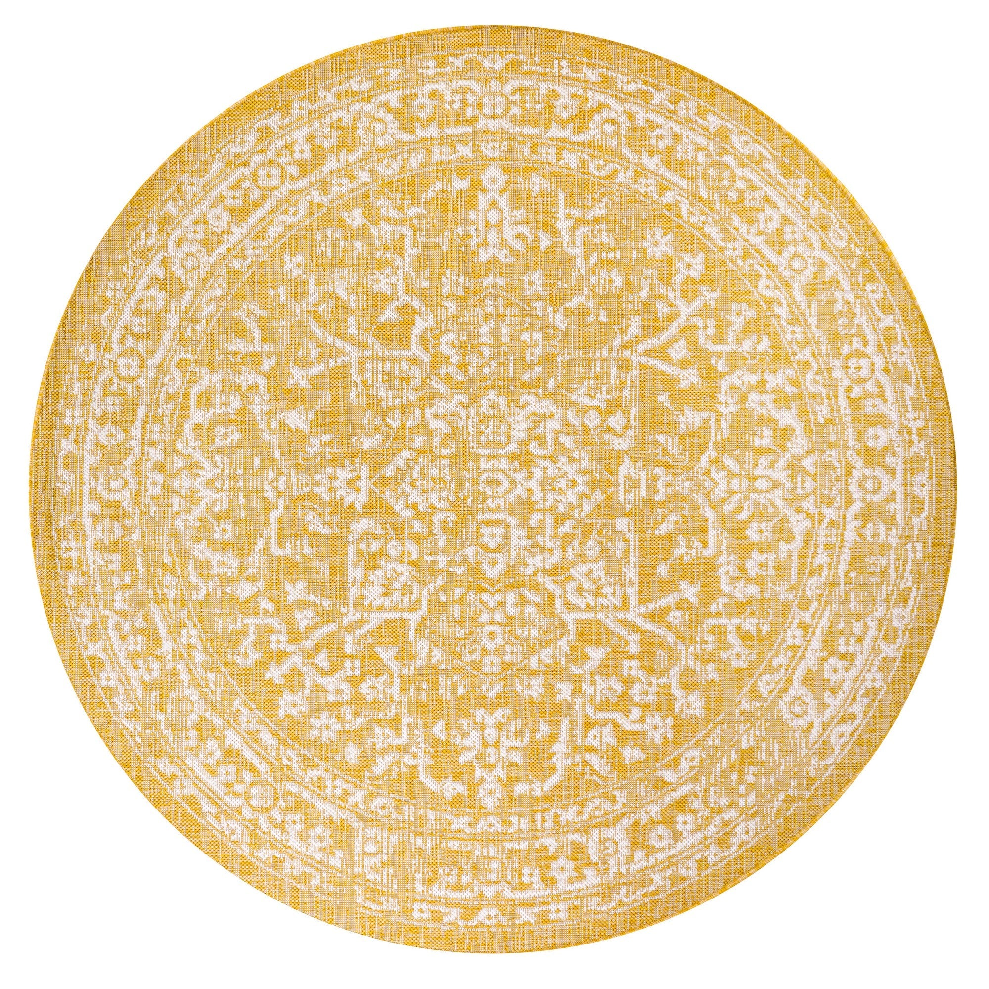 Malta Bohemian Medallion Textured Weave Indoor/Outdoor Round Area Rug