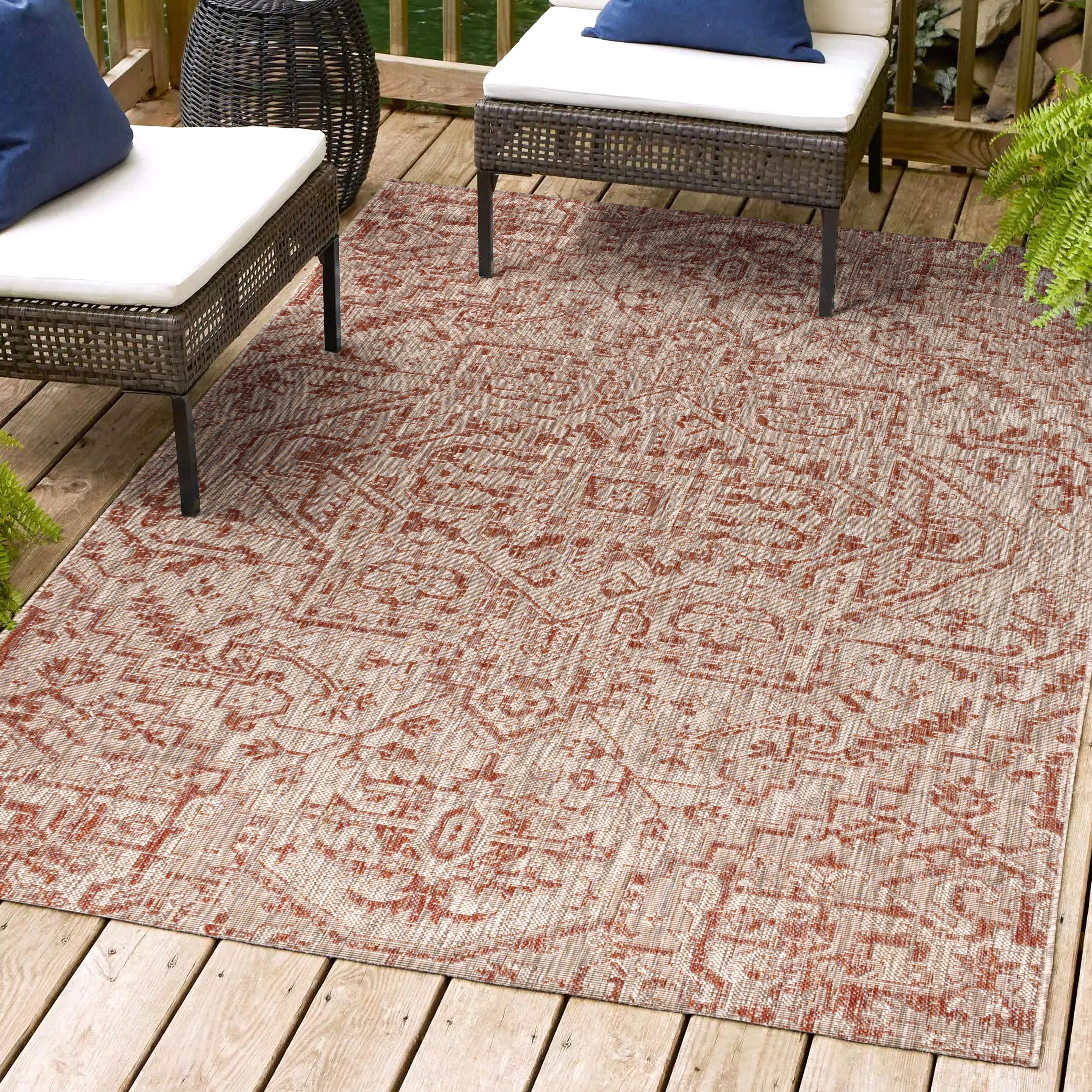 Estrella Bohemian Medallion Textured Weave Indoor/Outdoor Area Rug