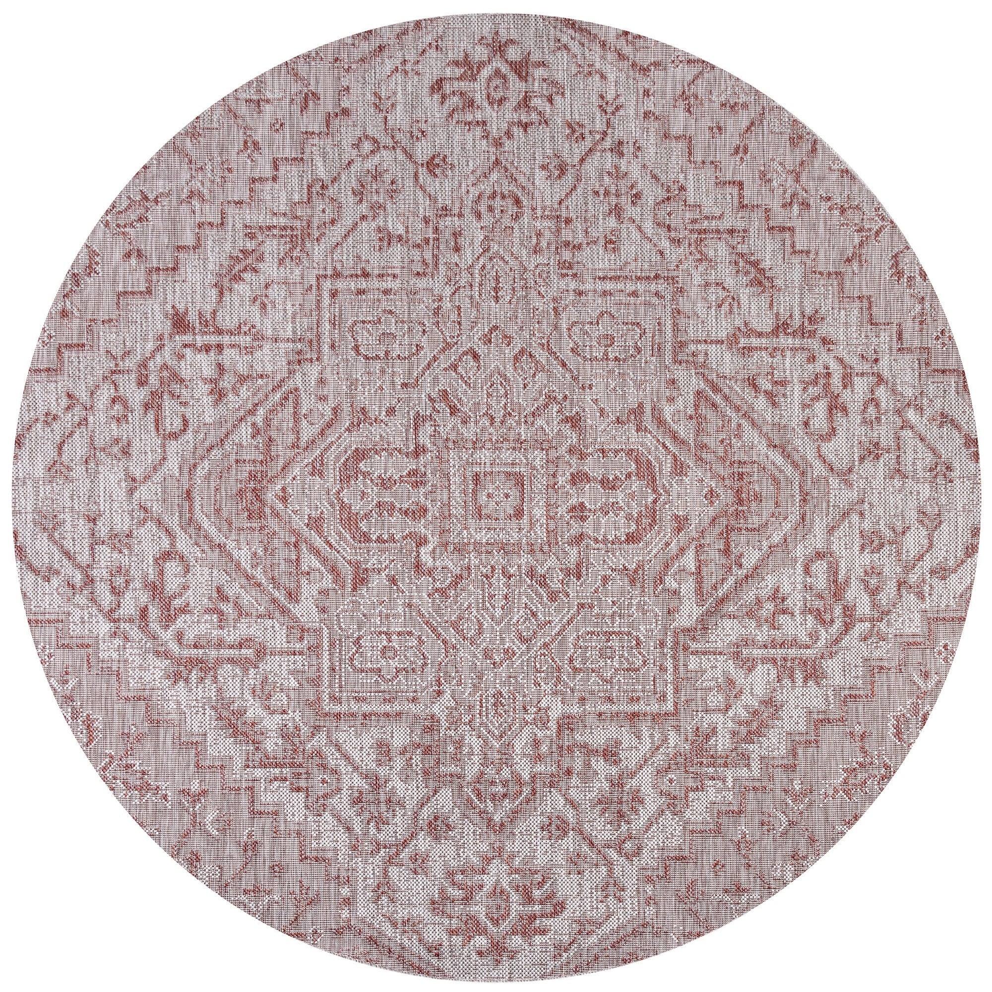 Estrella Bohemian Medallion Textured Weave Indoor/Outdoor Round Area Rug