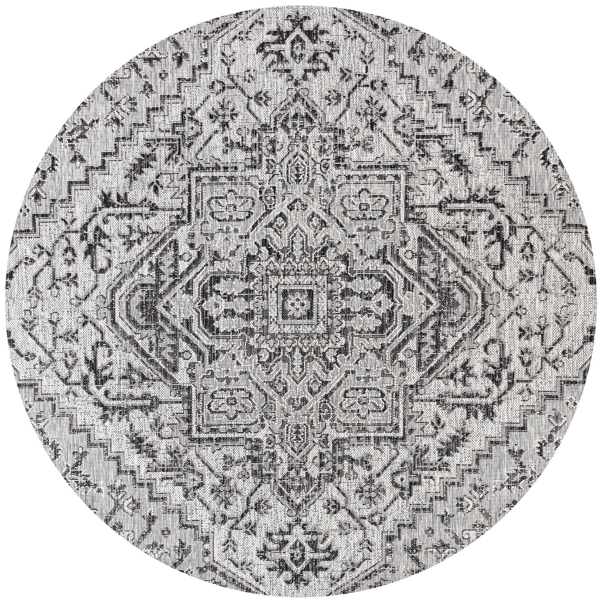 Estrella Bohemian Medallion Textured Weave Indoor/Outdoor Round Area Rug