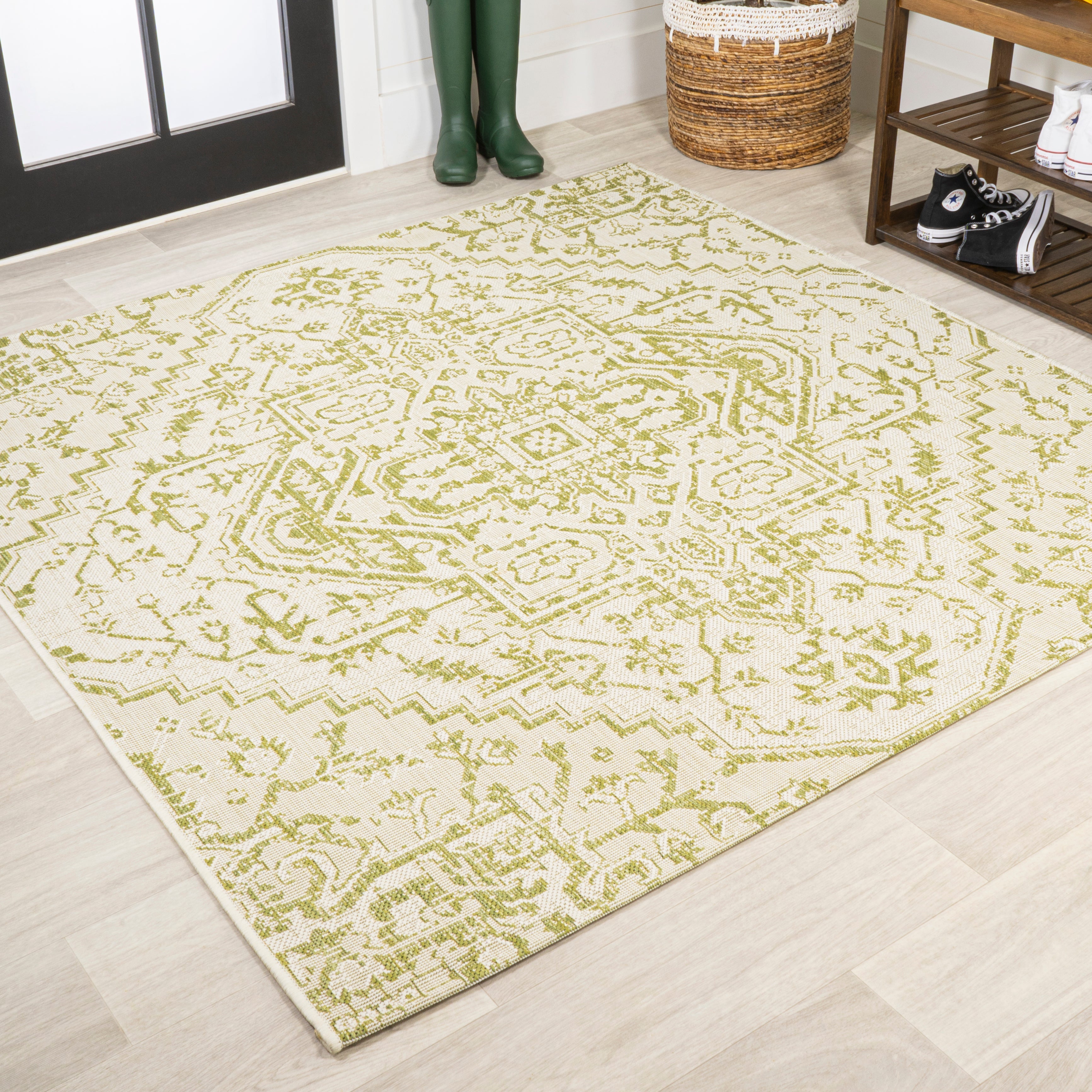 Estrella Bohemian Medallion Textured Weave Indoor/Outdoor Square Area Rug