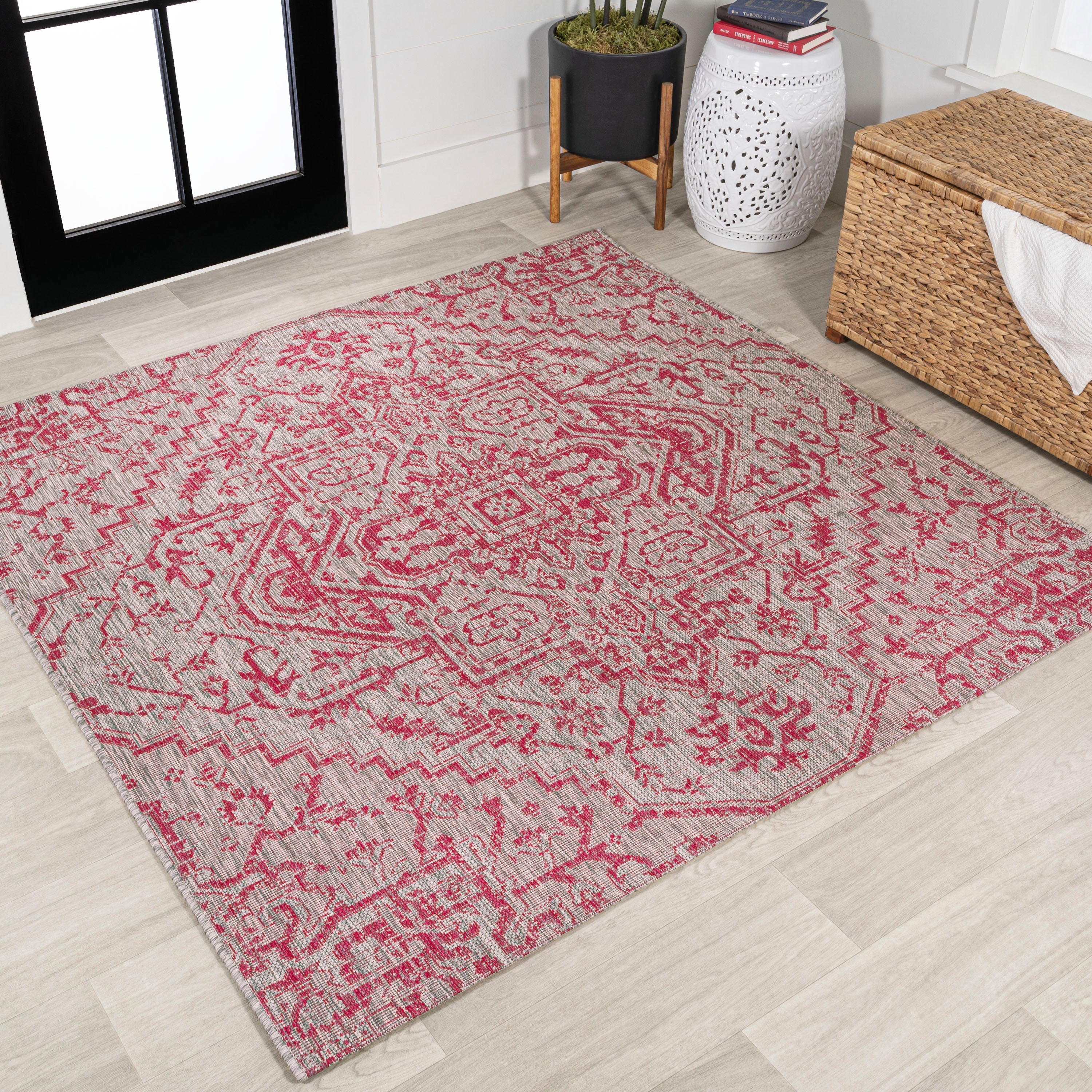 Estrella Bohemian Medallion Textured Weave Indoor/Outdoor Square Area Rug