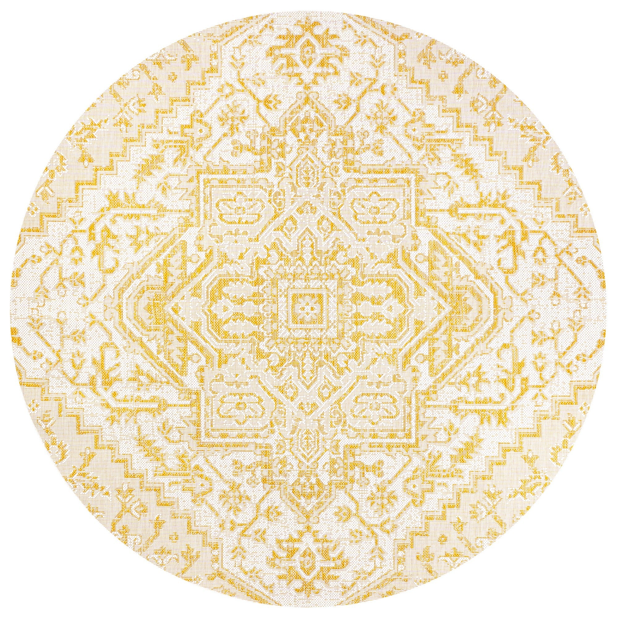 Estrella Bohemian Medallion Textured Indoor/Outdoor Round Area Rug