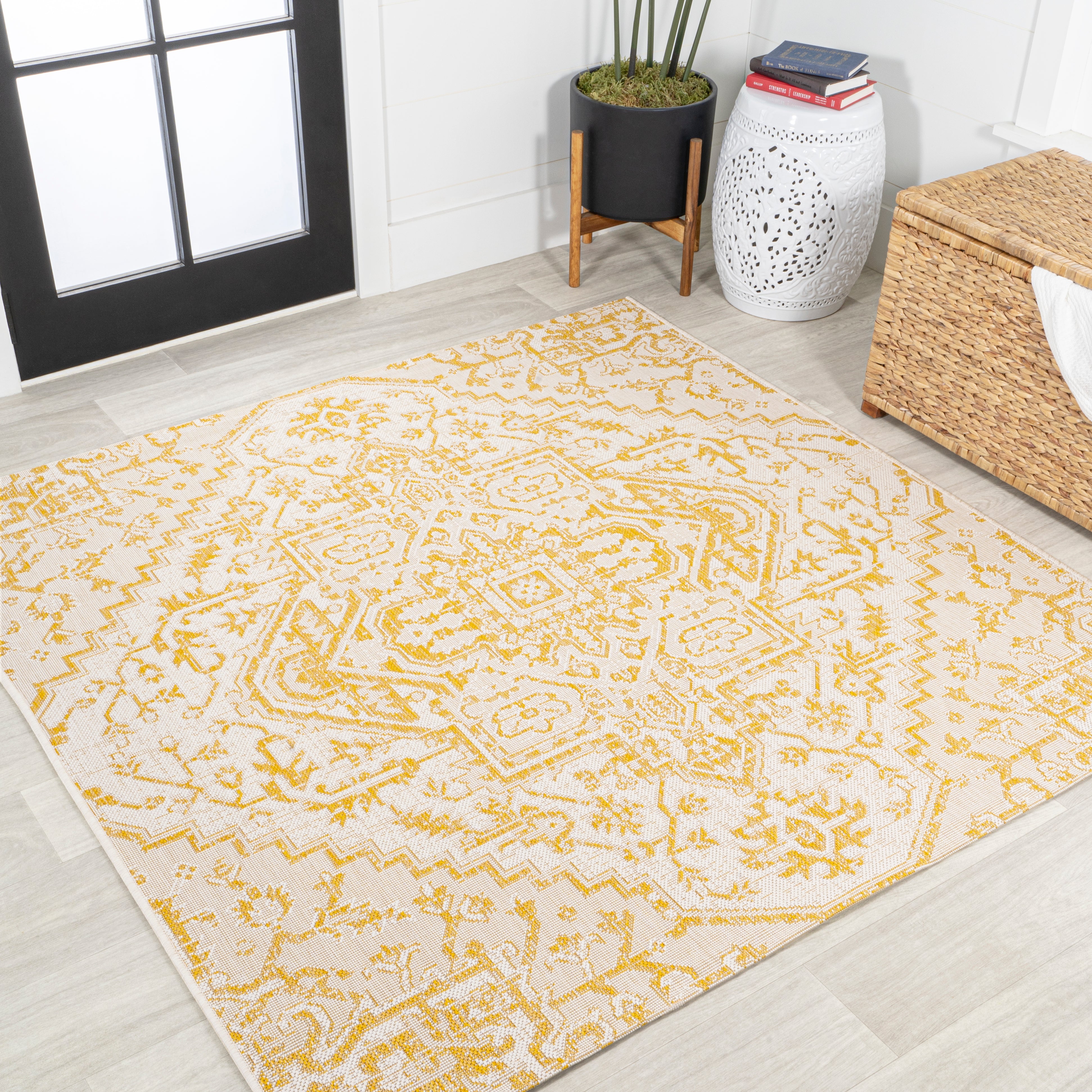 Estrella Bohemian Medallion Textured Weave Indoor/Outdoor Square Area Rug