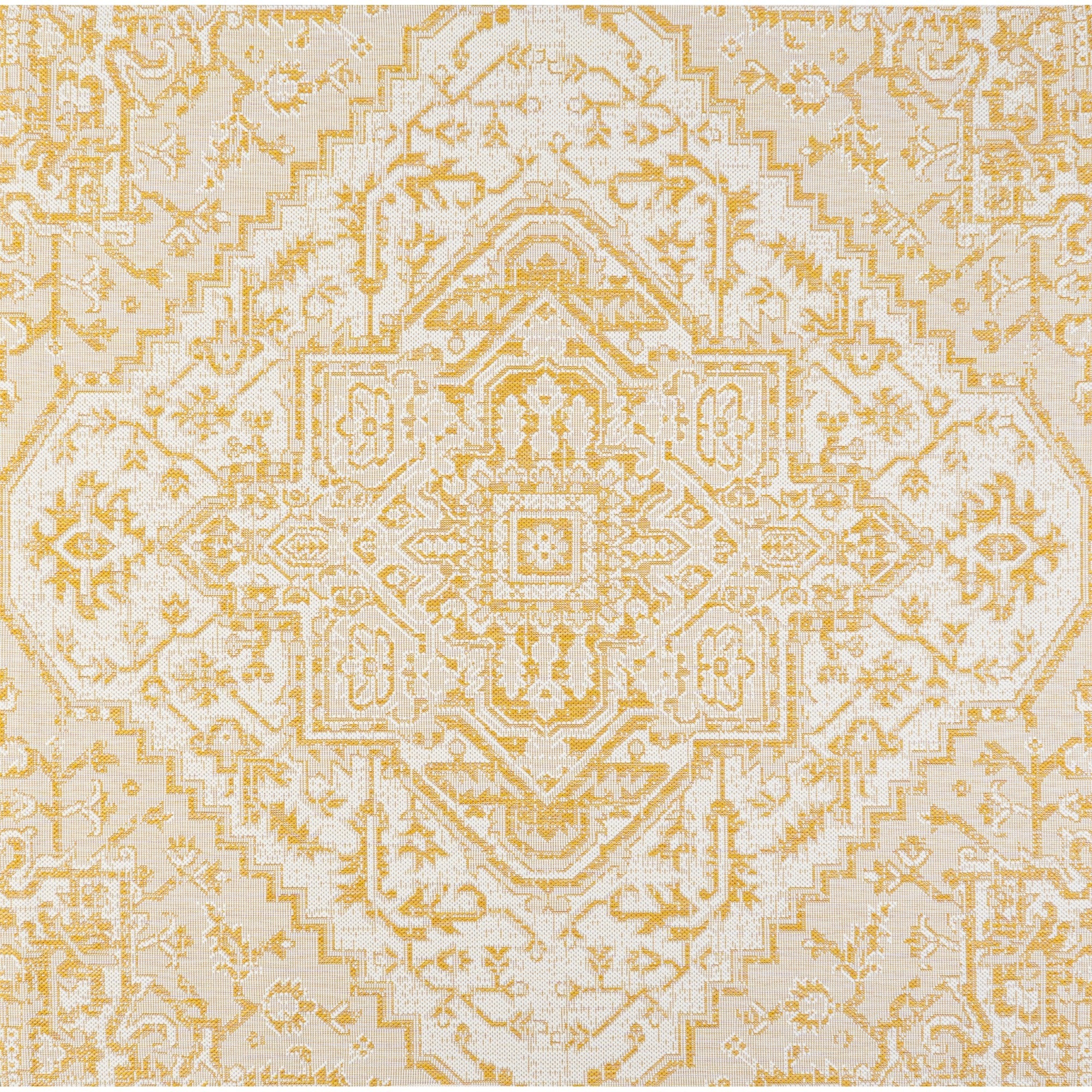 Estrella Bohemian Medallion Textured Weave Indoor/Outdoor Square Area Rug