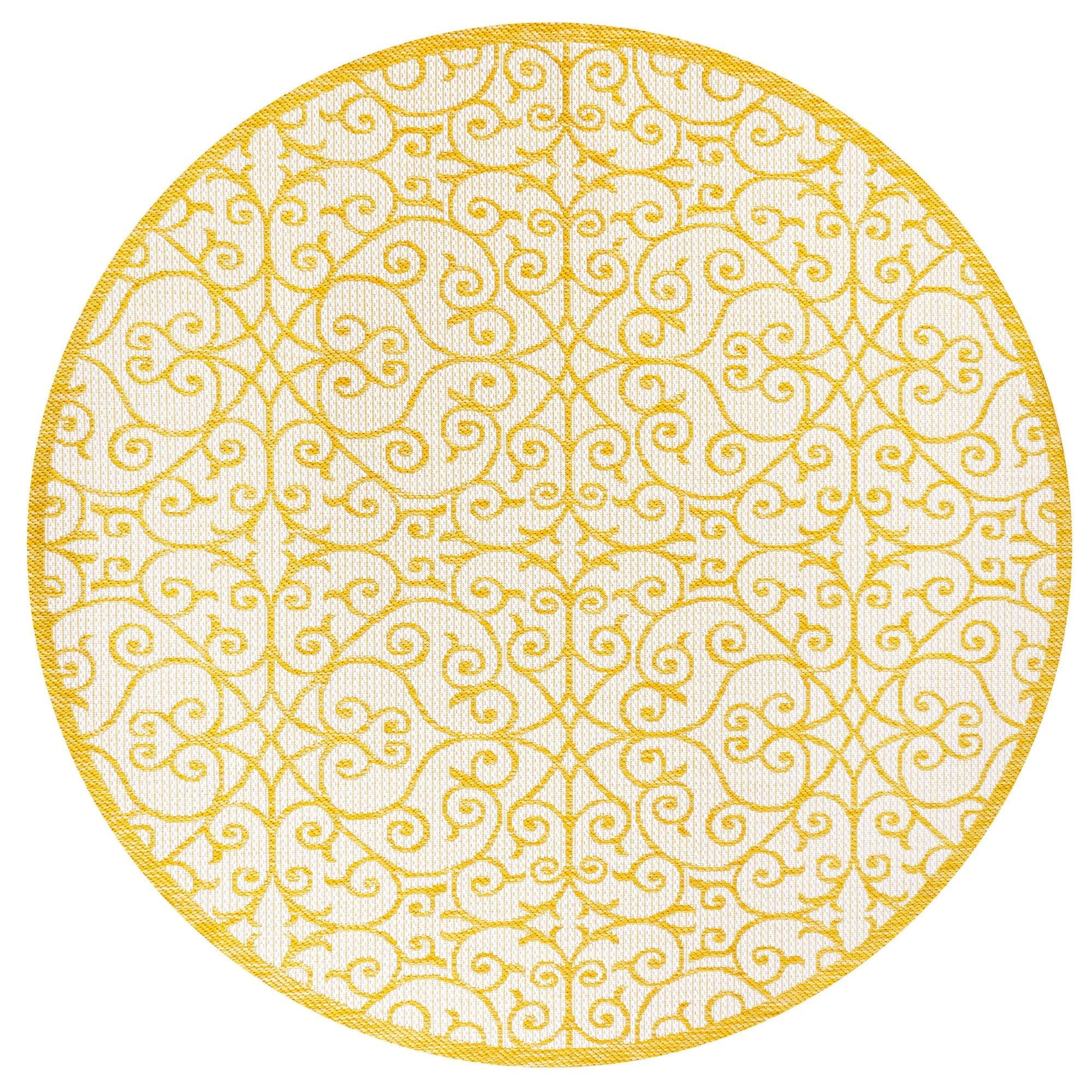 Madrid Vintage Filigree Textured Weave Indoor/Outdoor Round Area Rug