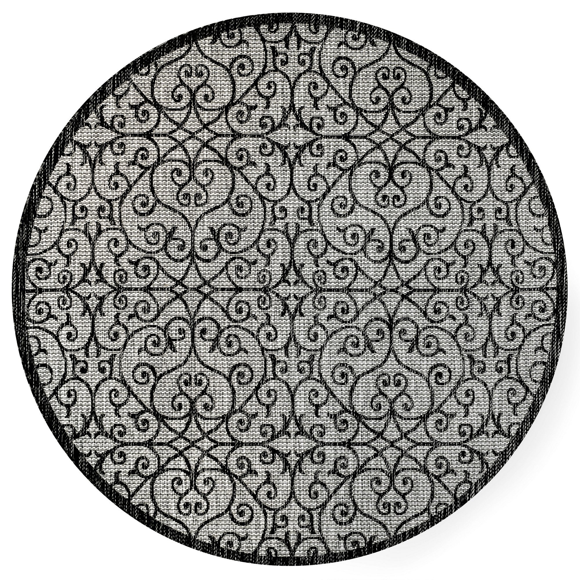 Madrid Vintage Filigree Textured Weave Indoor/Outdoor Round Area Rug