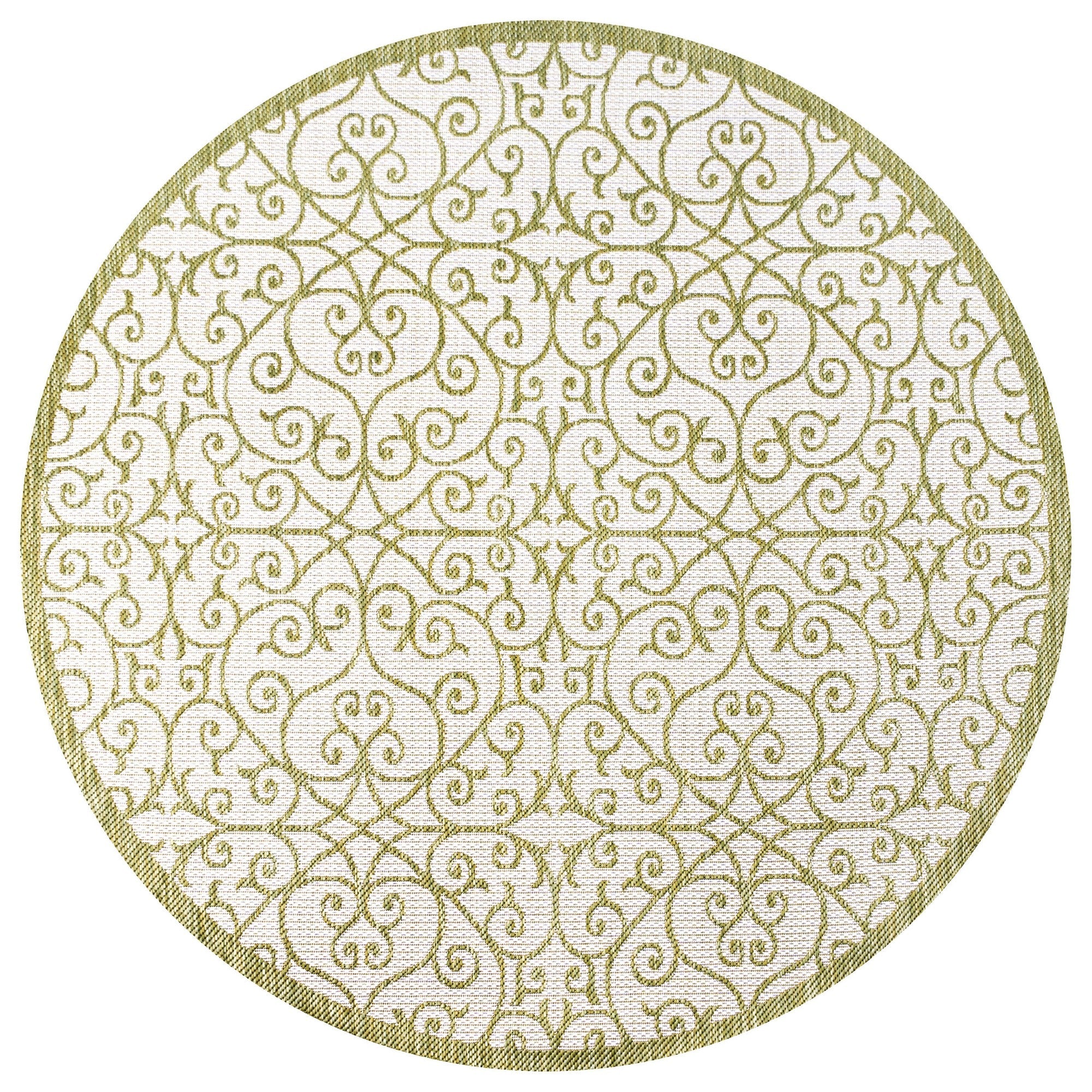 Madrid Vintage Filigree Textured Weave Indoor/Outdoor Round Area Rug