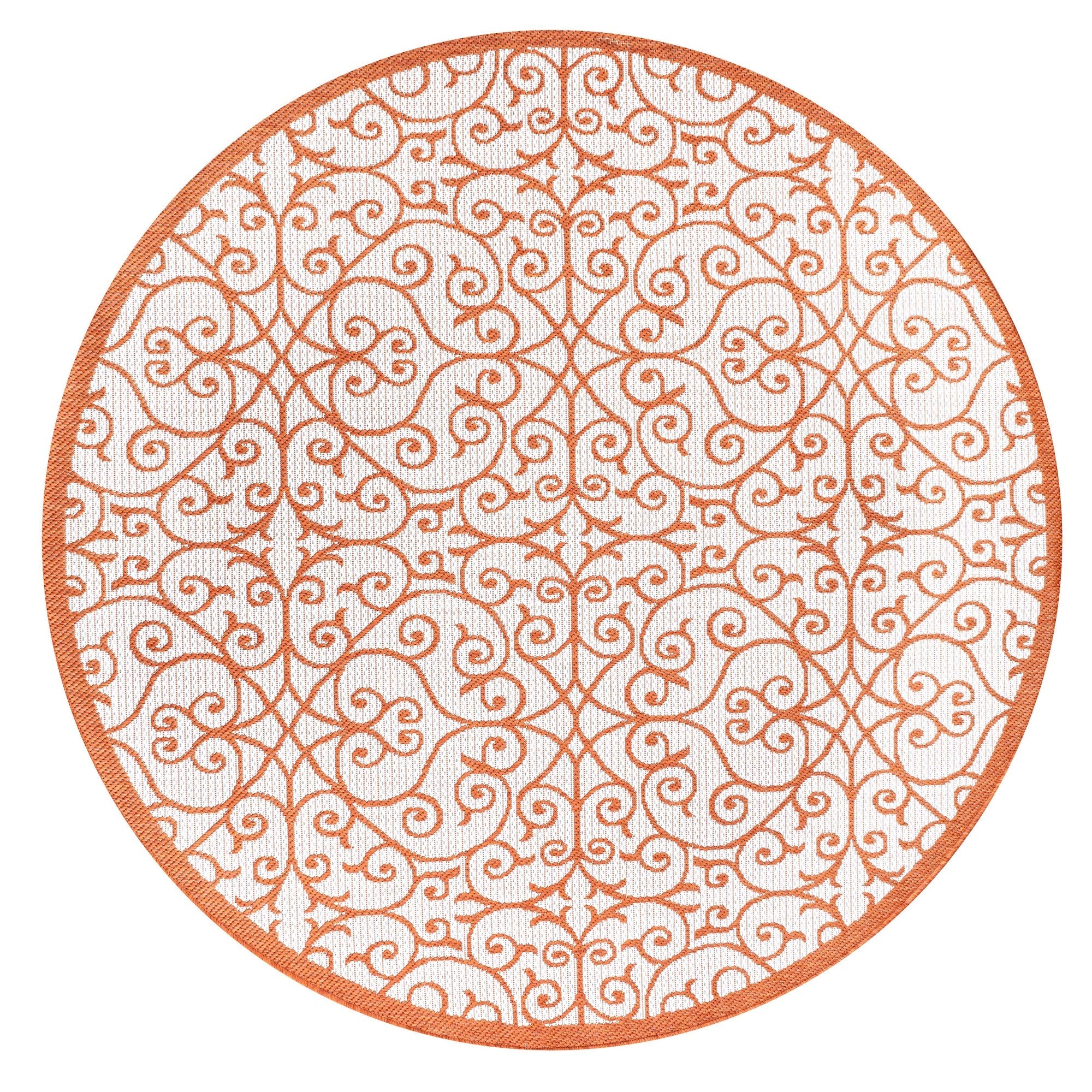 Madrid Vintage Filigree Textured Weave Indoor/Outdoor Round Area Rug