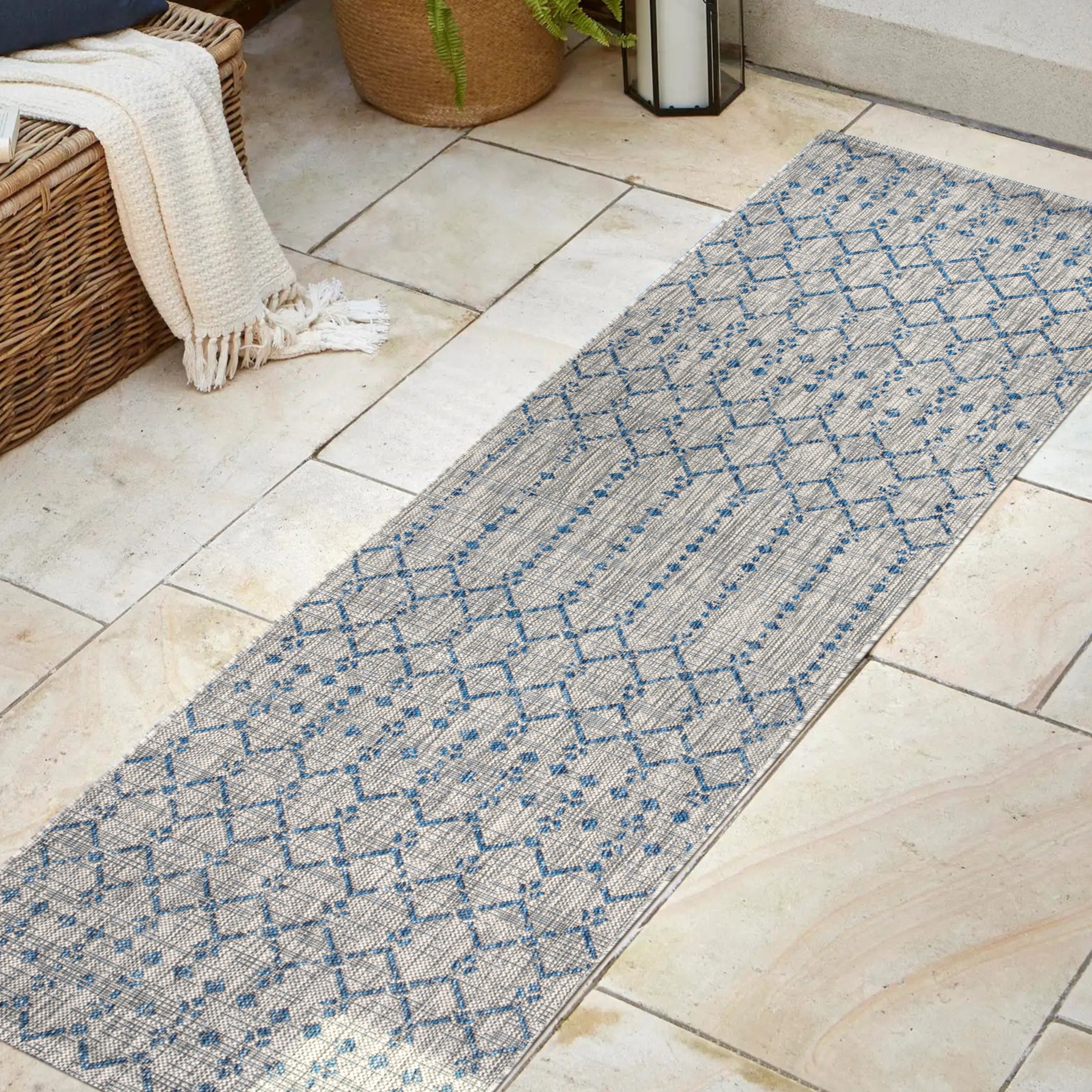 Ourika Moroccan Geometric Textured Indoor/Outdoor Runner Rug