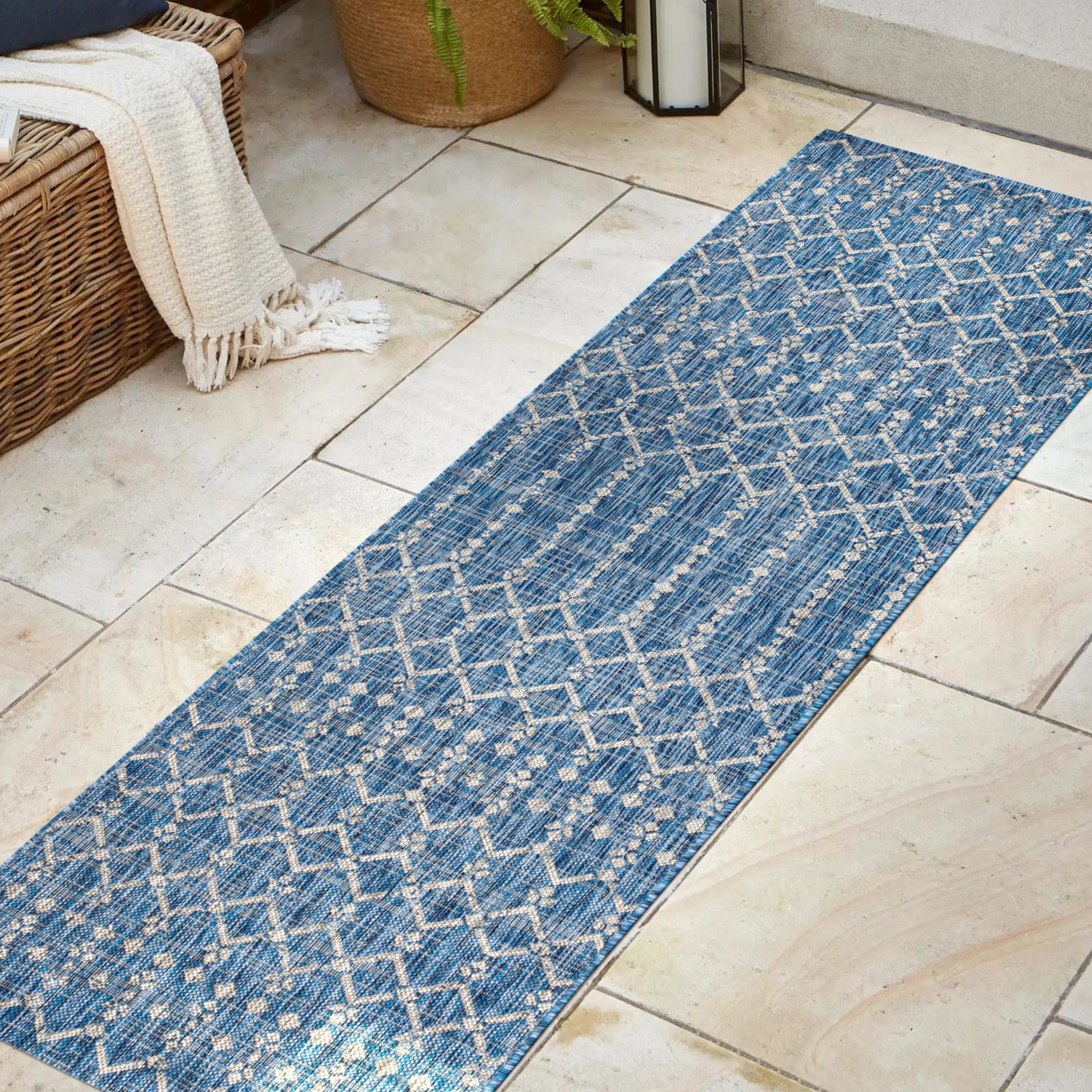 Ourika Moroccan Geometric Textured Indoor/Outdoor Runner Rug