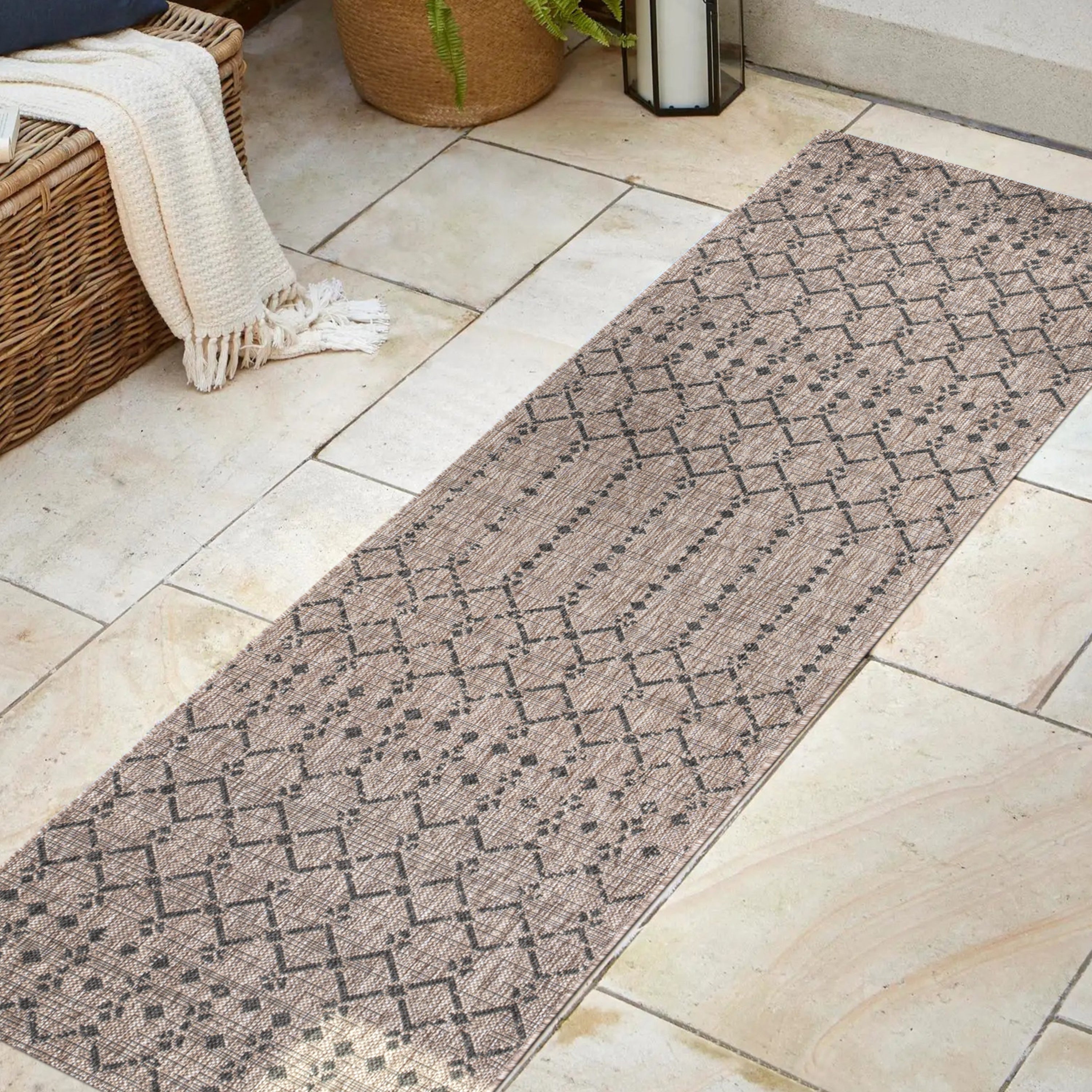 Ourika Moroccan Geometric Textured Indoor/Outdoor Runner Rug