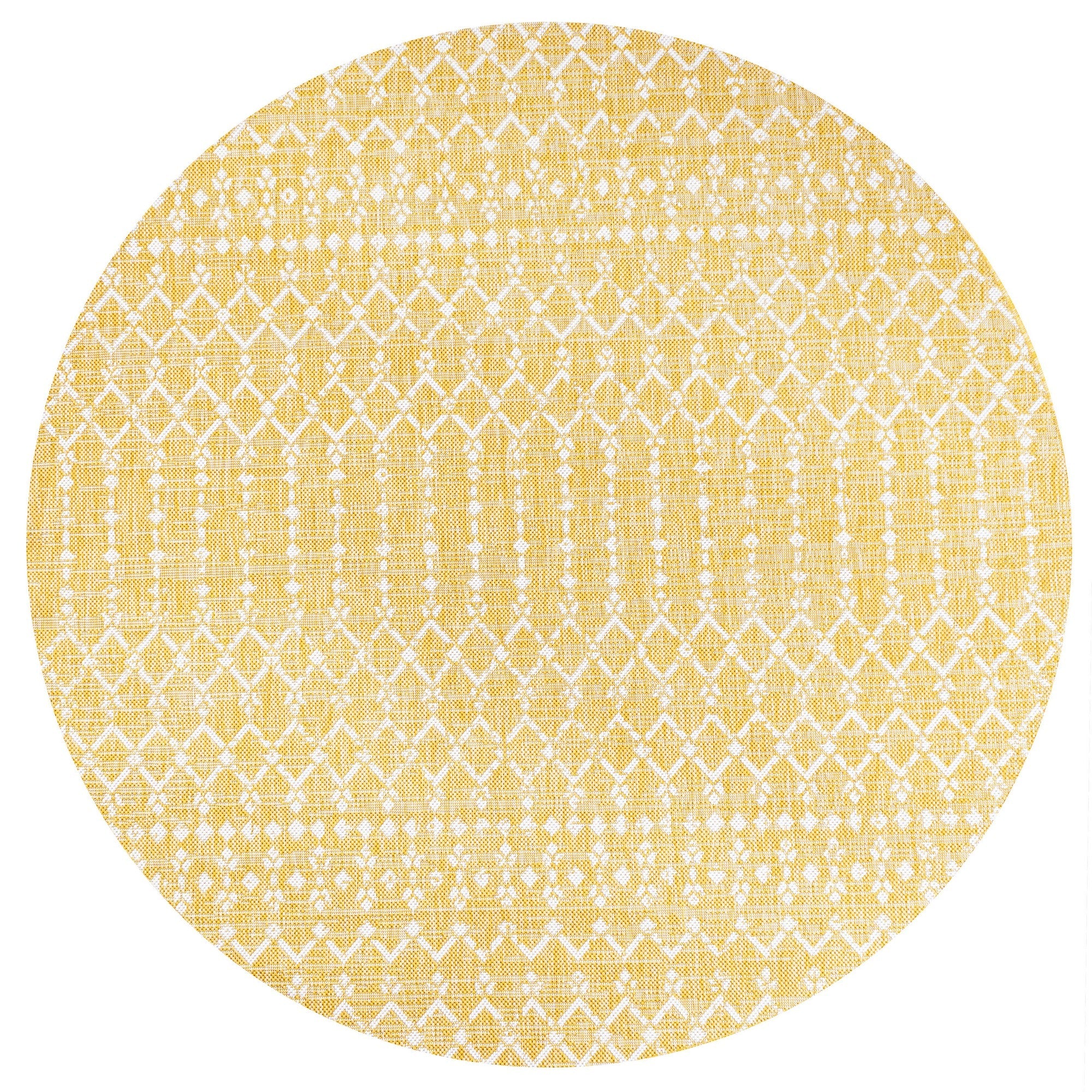 Ourika Moroccan Geometric Textured Weave Indoor/Outdoor Round Area Rug