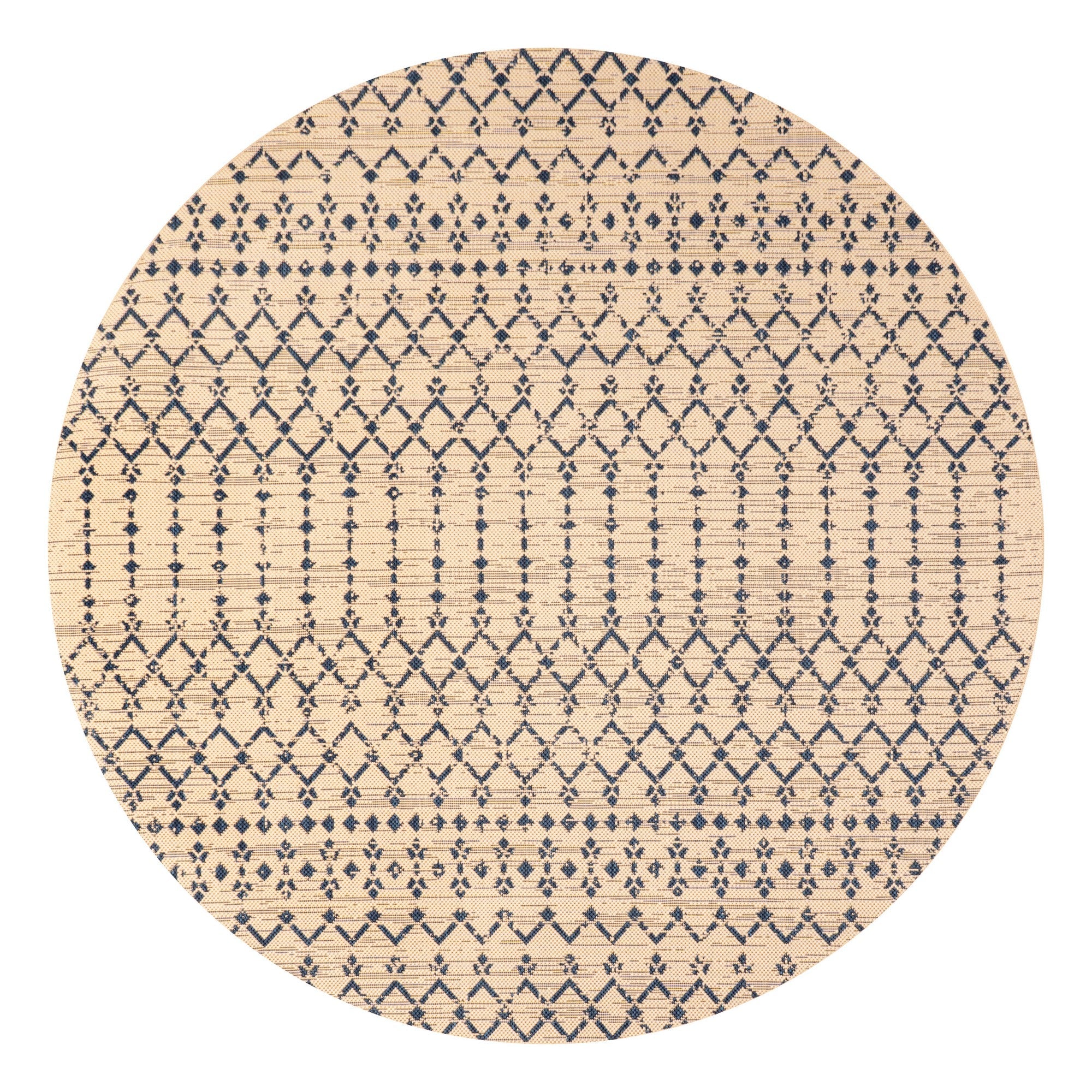 Ourika Moroccan Geometric Textured Weave Indoor/Outdoor Round Area Rug