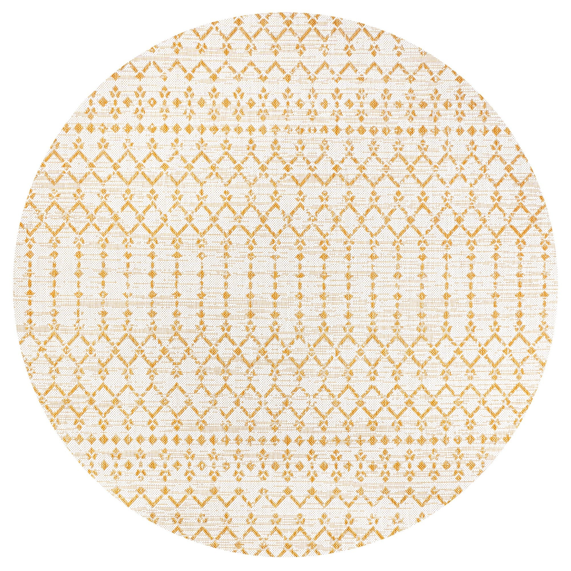 Ourika Moroccan Geometric Textured Weave Indoor/Outdoor Round Area Rug