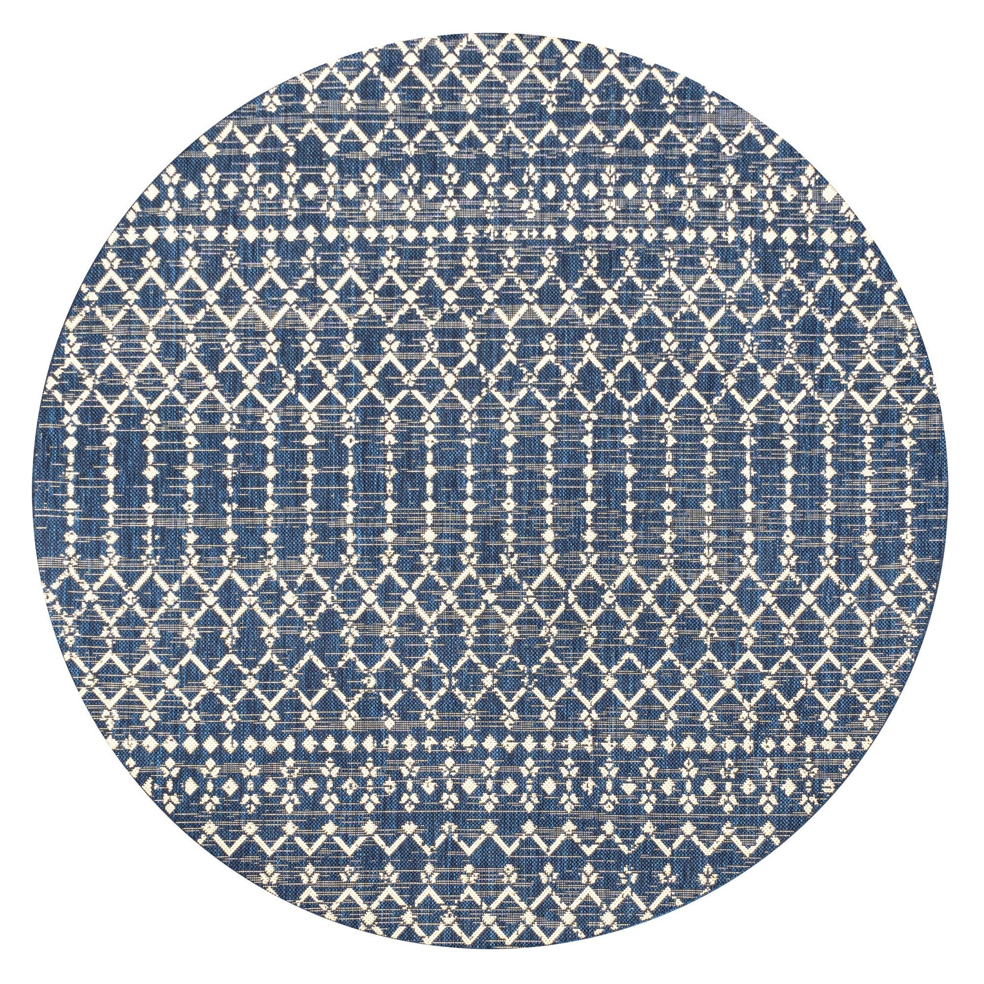 Ourika Moroccan Geometric Textured Weave Indoor/Outdoor Round Area Rug