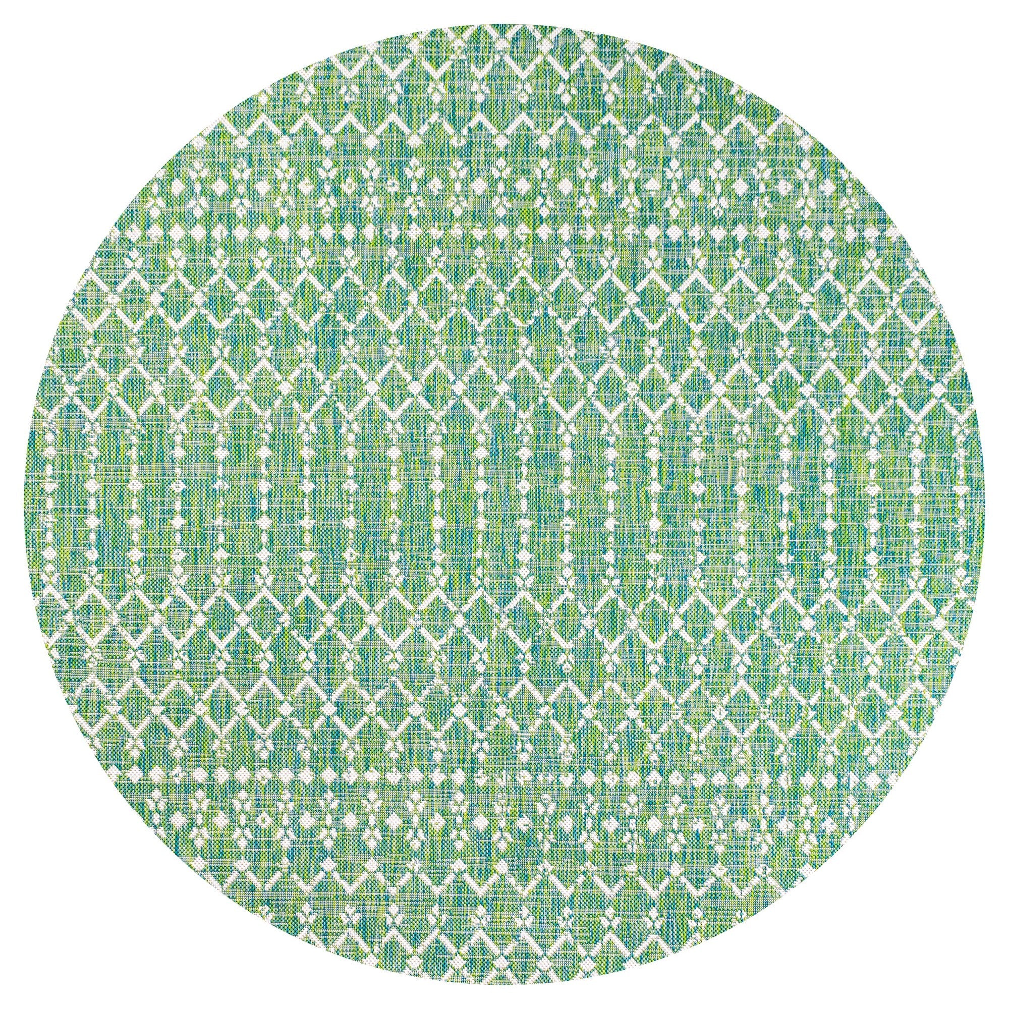 Ourika Moroccan Geometric Textured Weave Indoor/Outdoor Round Area Rug