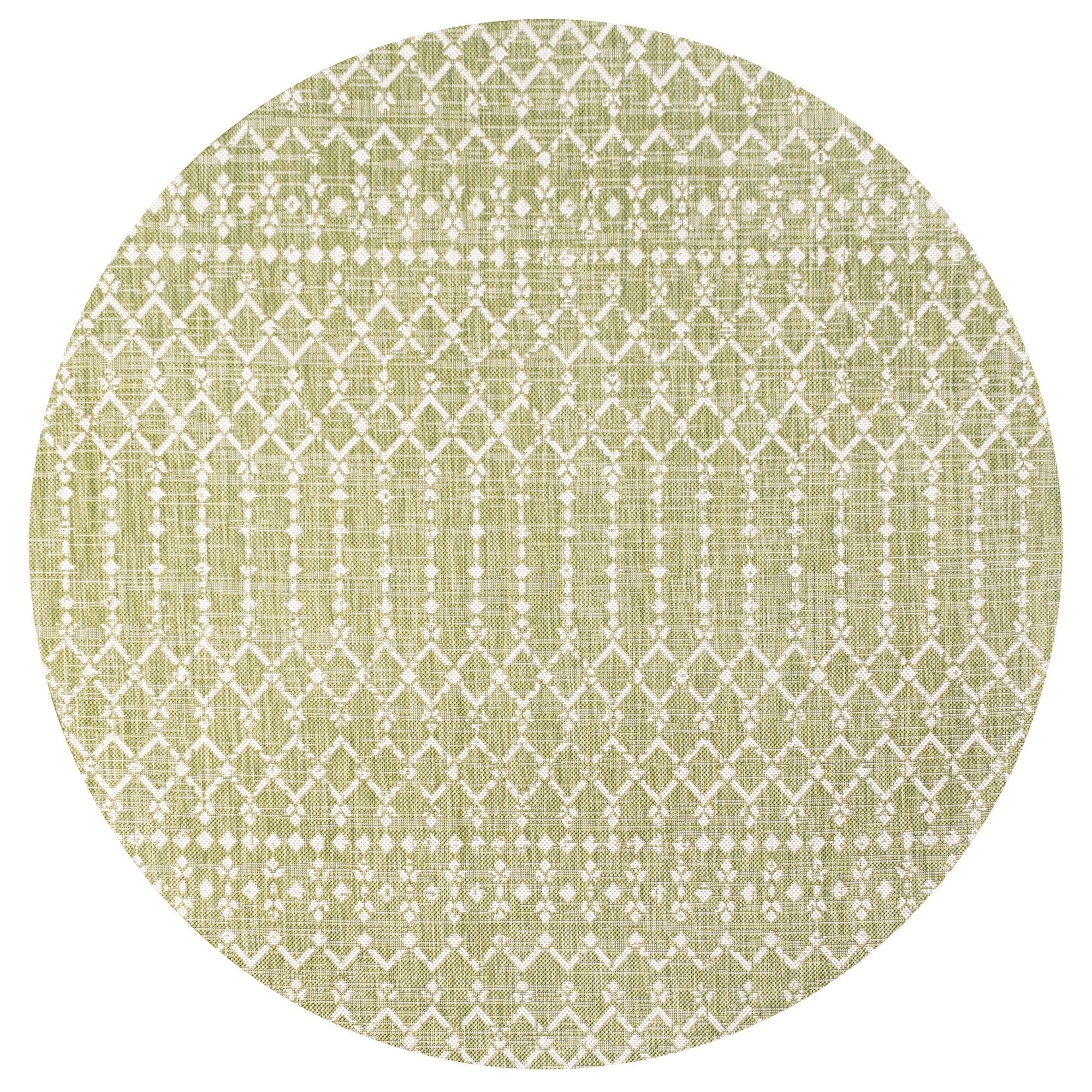 Ourika Moroccan Geometric Textured Weave Indoor/Outdoor Round Area Rug