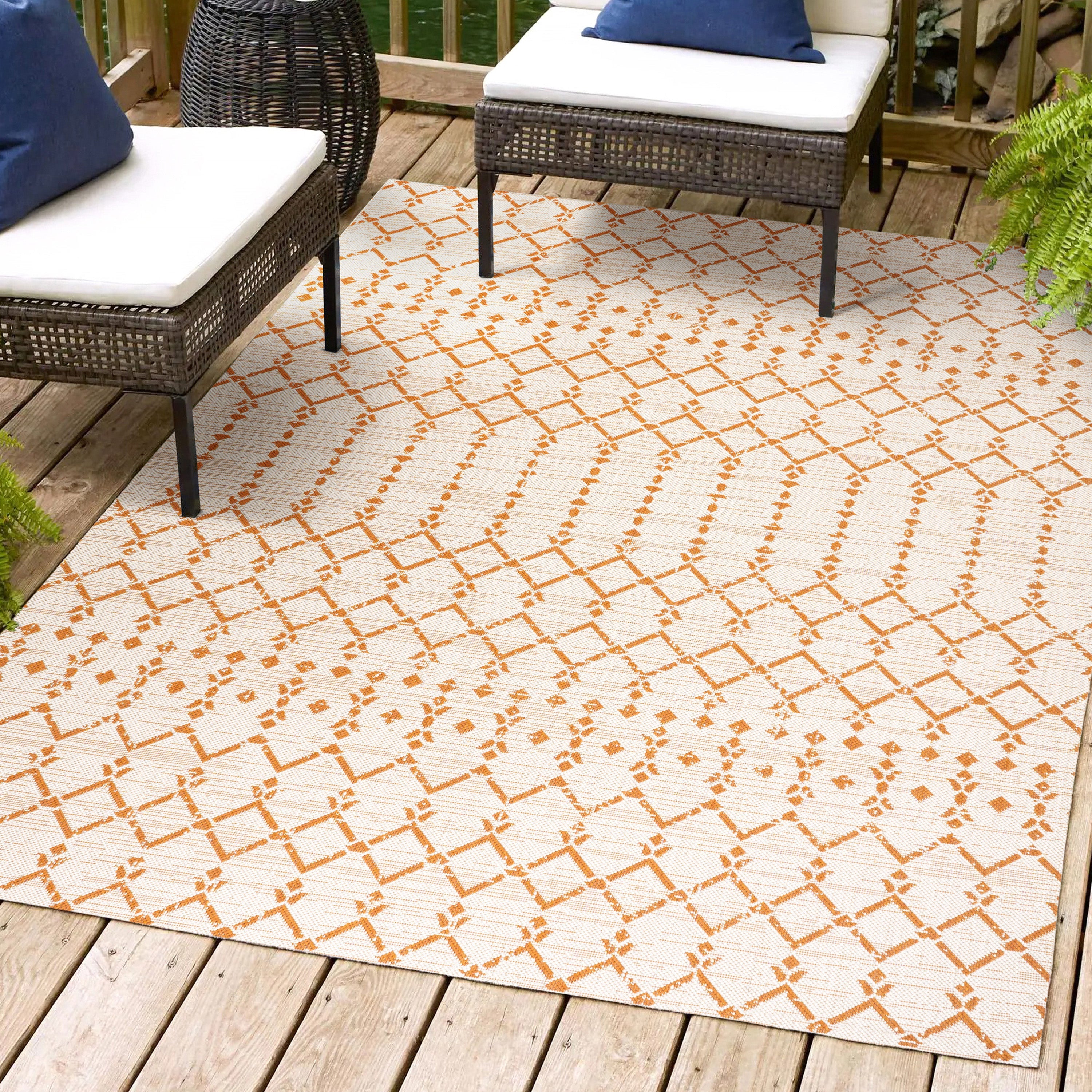 Ourika Moroccan Geometric Textured Weave Indoor/Outdoor Area Rug