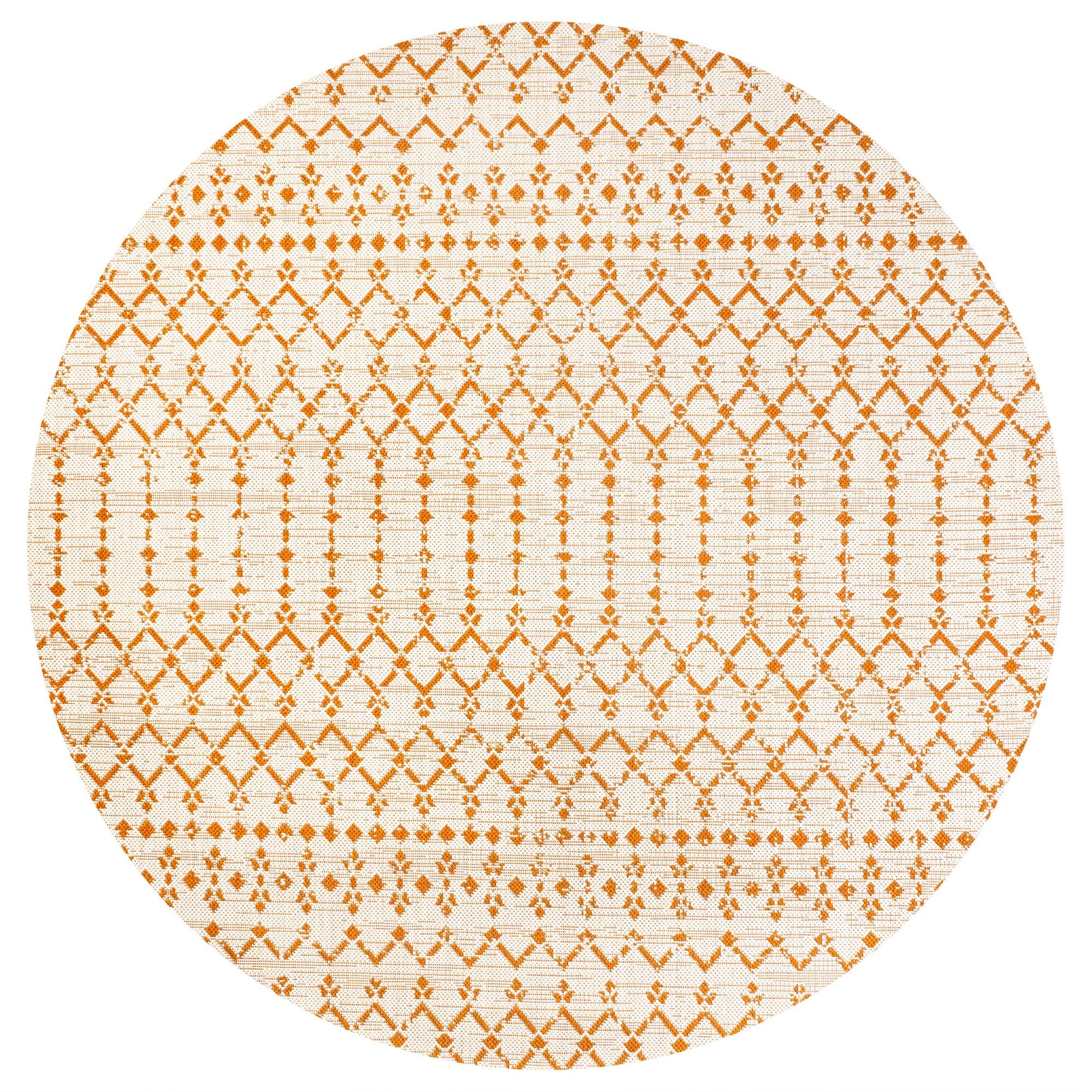 Ourika Moroccan Geometric Textured Weave Indoor/Outdoor Round Area Rug