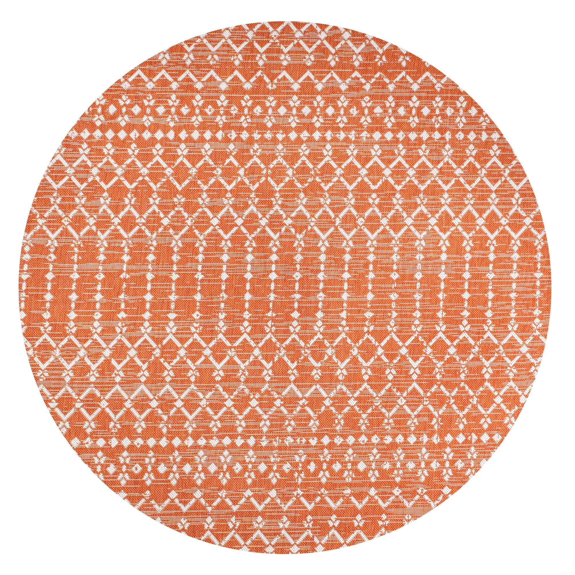 Ourika Moroccan Geometric Textured Weave Indoor/Outdoor Round Area Rug