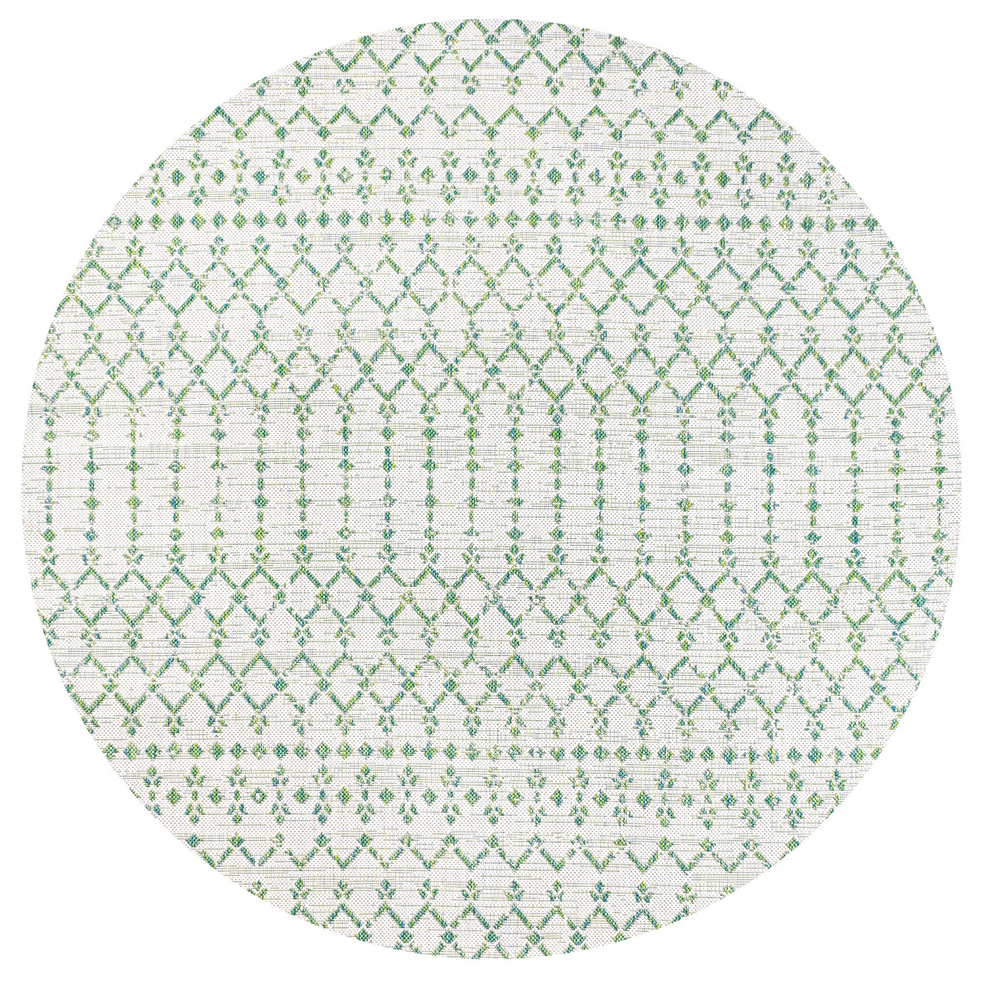 Ourika Moroccan Geometric Textured Weave Indoor/Outdoor Round Area Rug