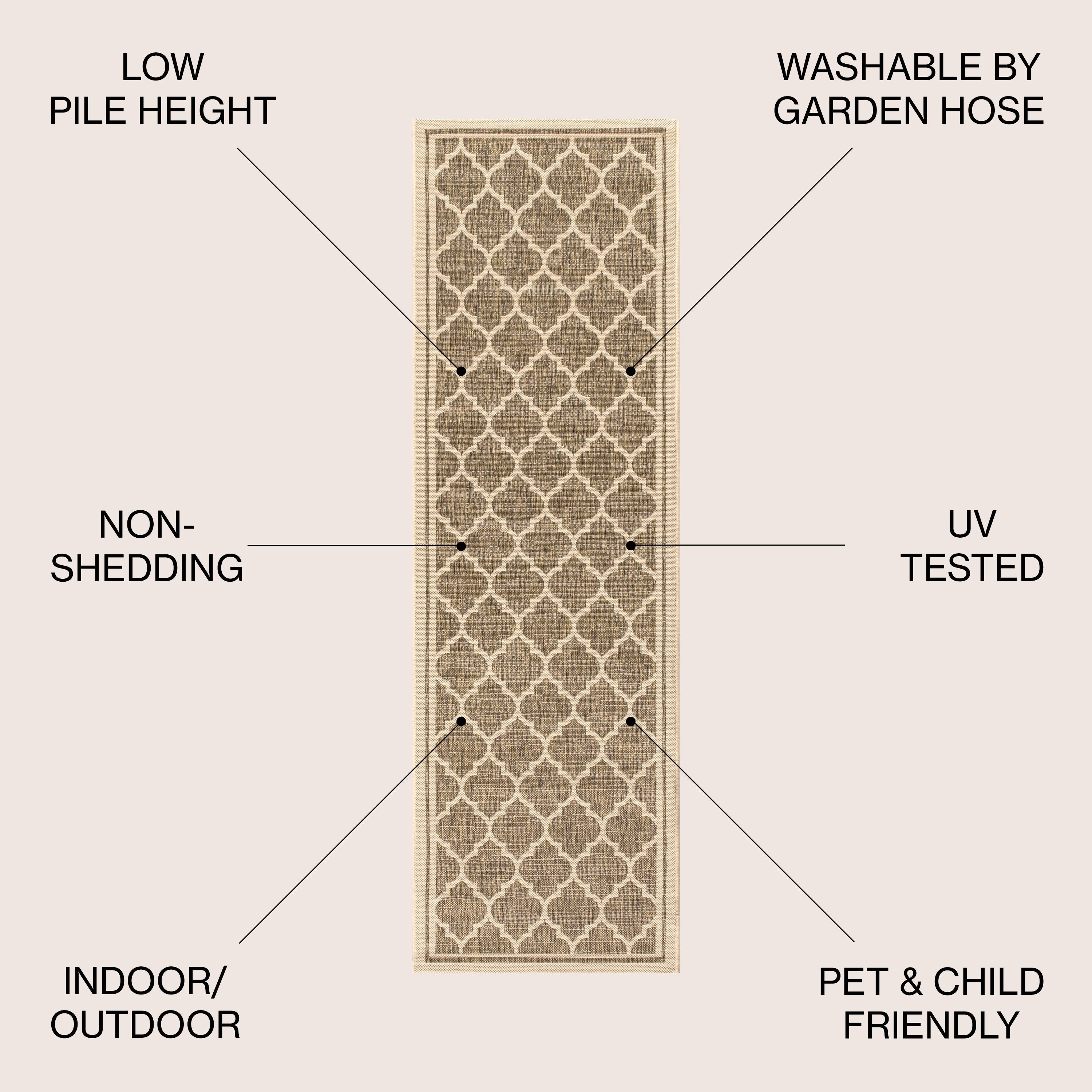 Trebol Moroccan Trellis Textured Indoor/Outdoor Runner Rug