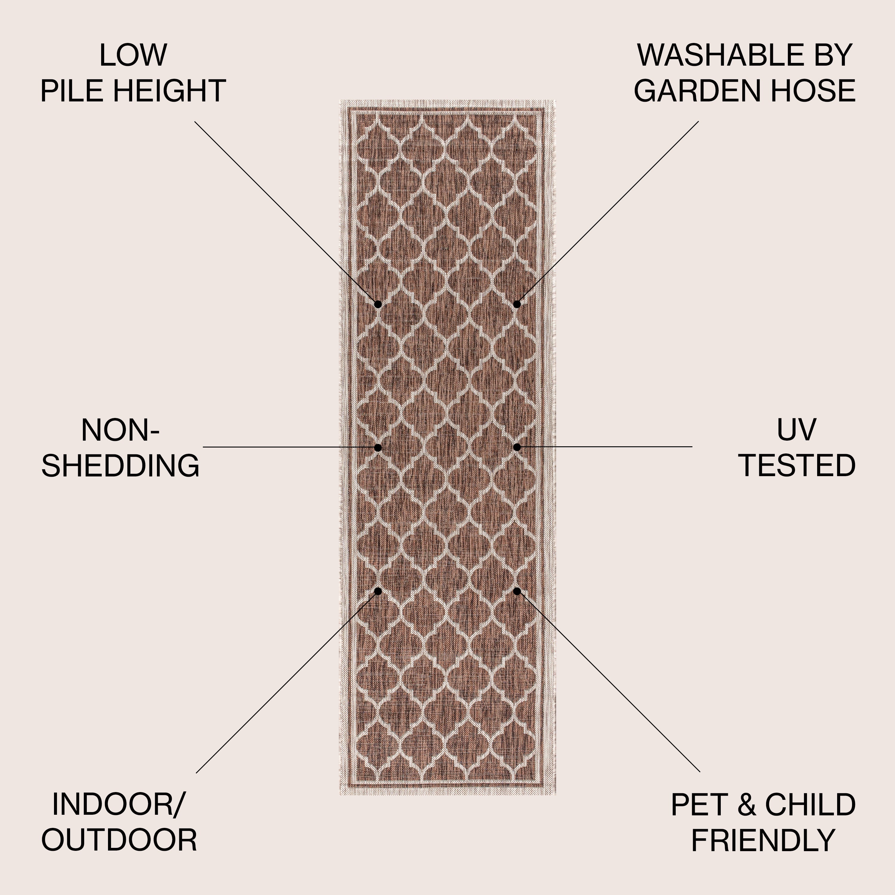 Trebol Moroccan Trellis Textured Indoor/Outdoor Runner Rug