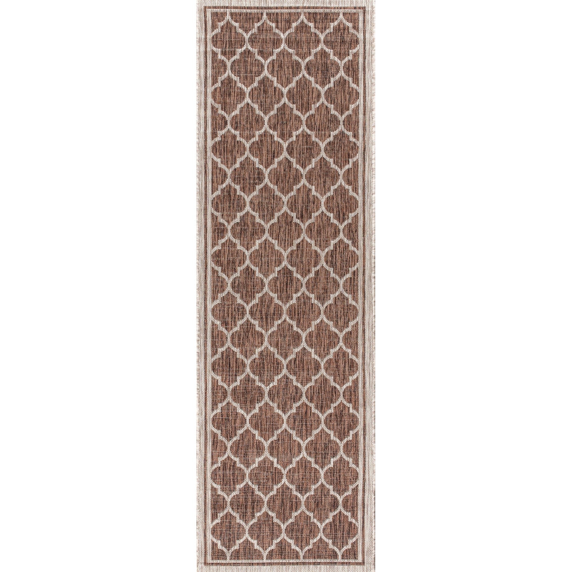 Trebol Moroccan Trellis Textured Indoor/Outdoor Runner Rug