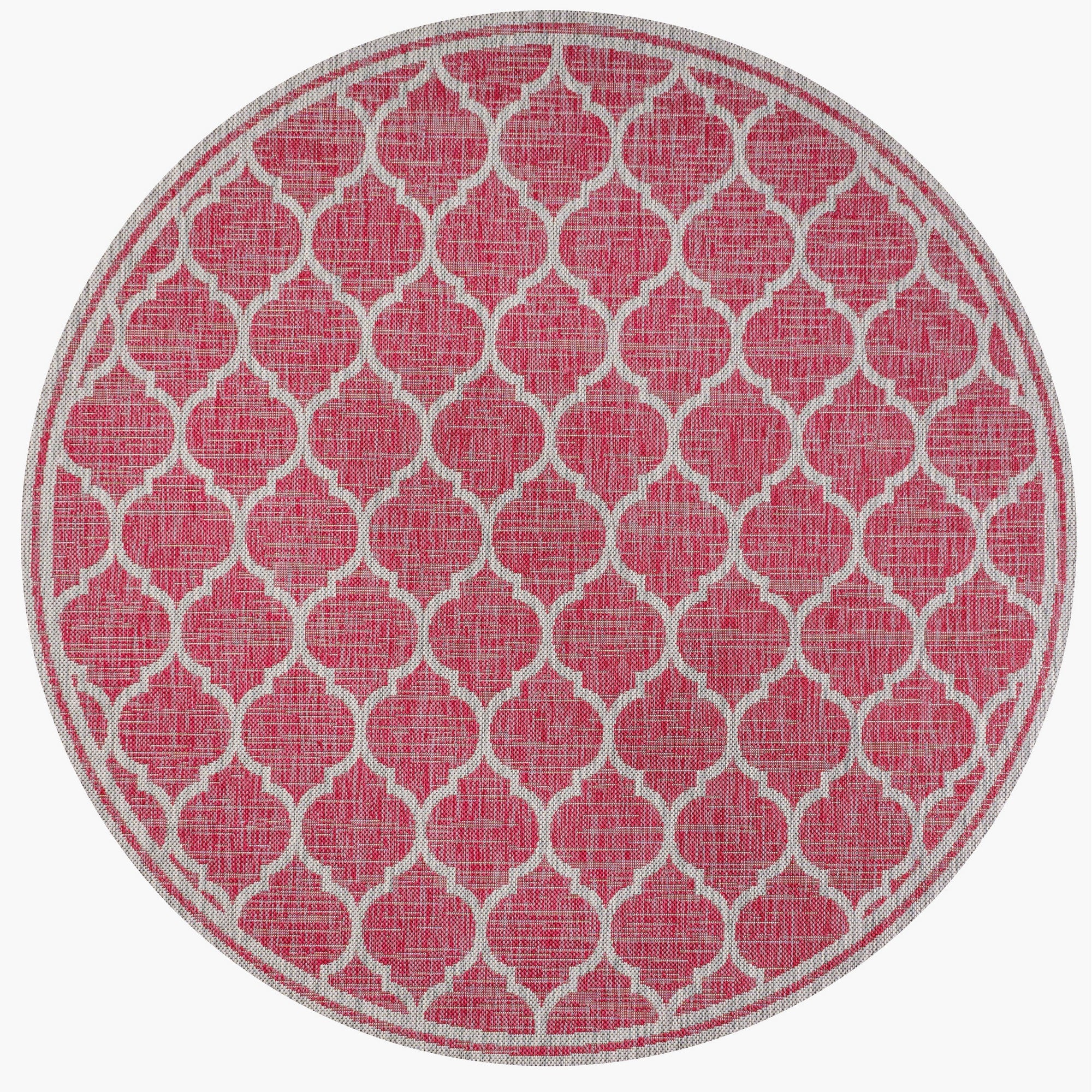 Trebol Moroccan Trellis Textured Indoor/Outdoor Round Area Rug