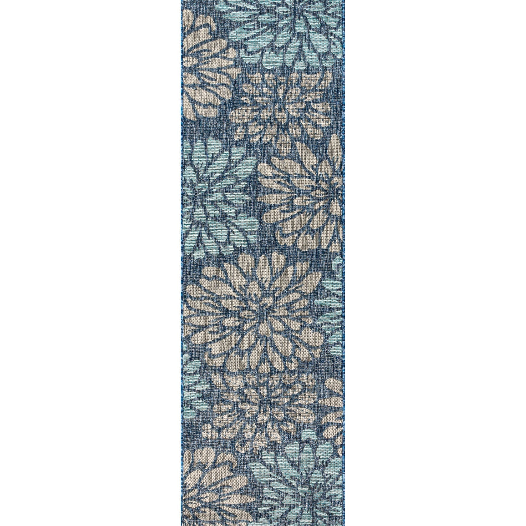 Zinnia Modern Floral Weave Indoor/Outdoor Runner Rug