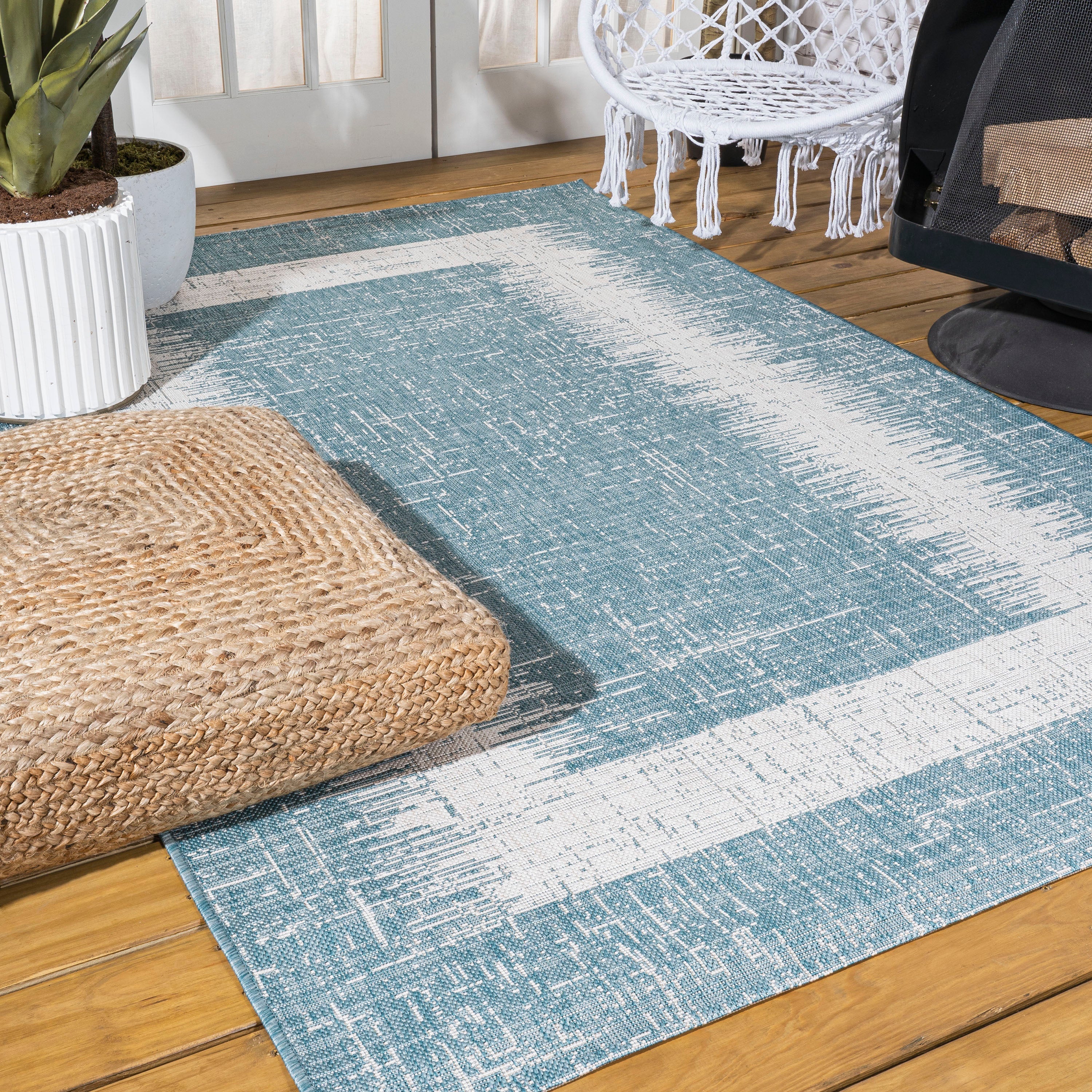 Scandi Minimalist Border Indoor/Outdoor Area Rug