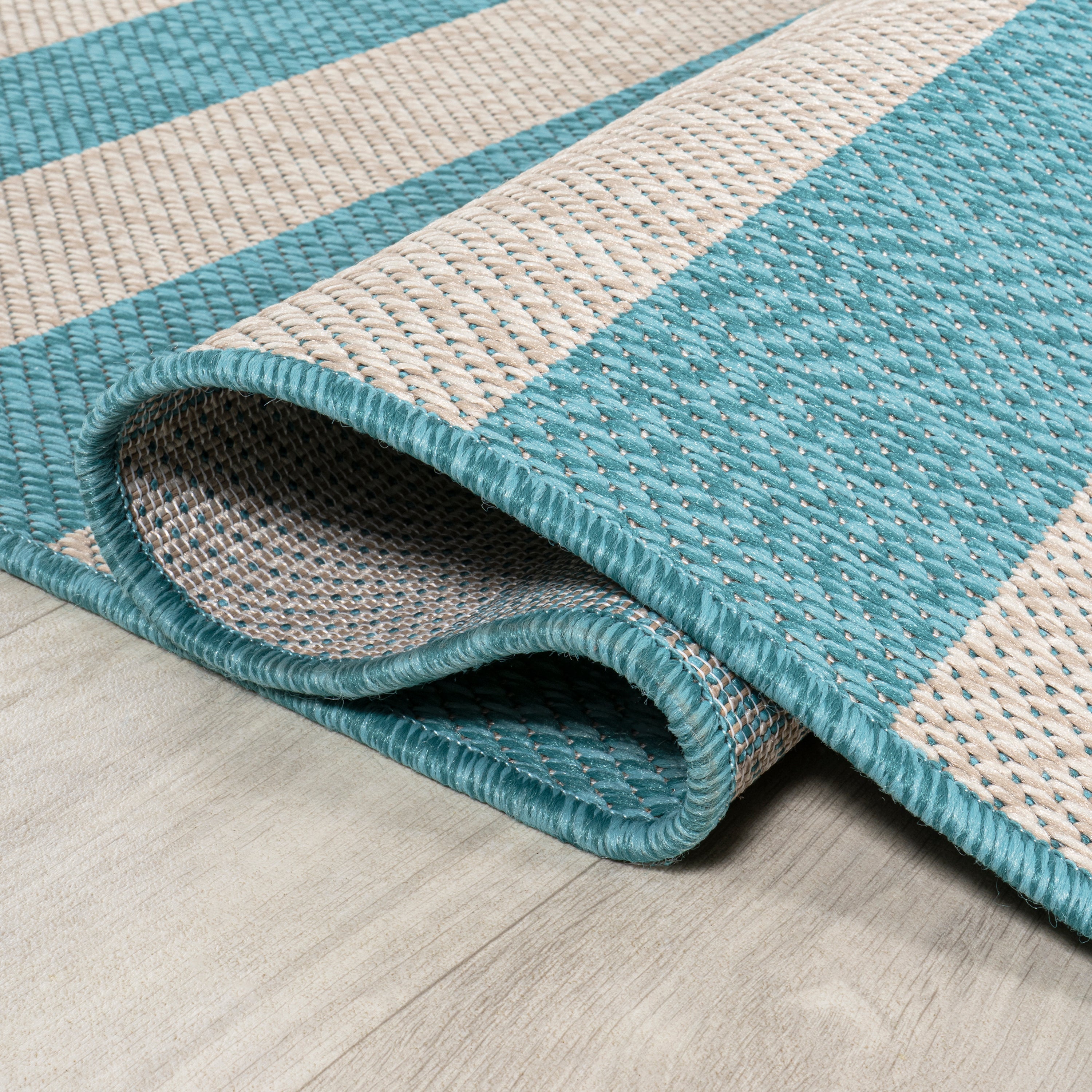 Negril Two-Tone Wide Stripe Indoor/Outdoor Area Rug