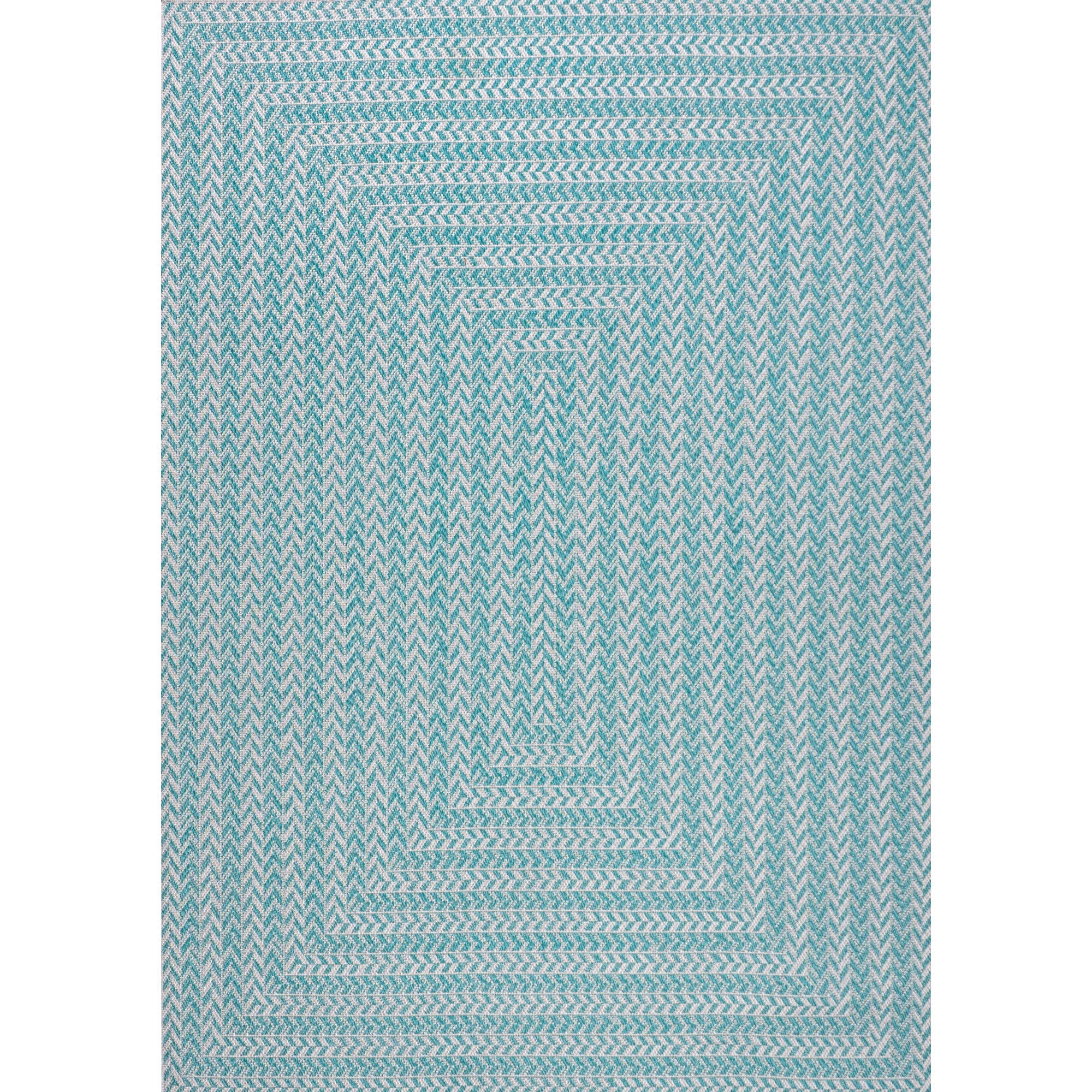 Chevron Modern Concentric Squares Indoor/Outdoor Square Area Rug