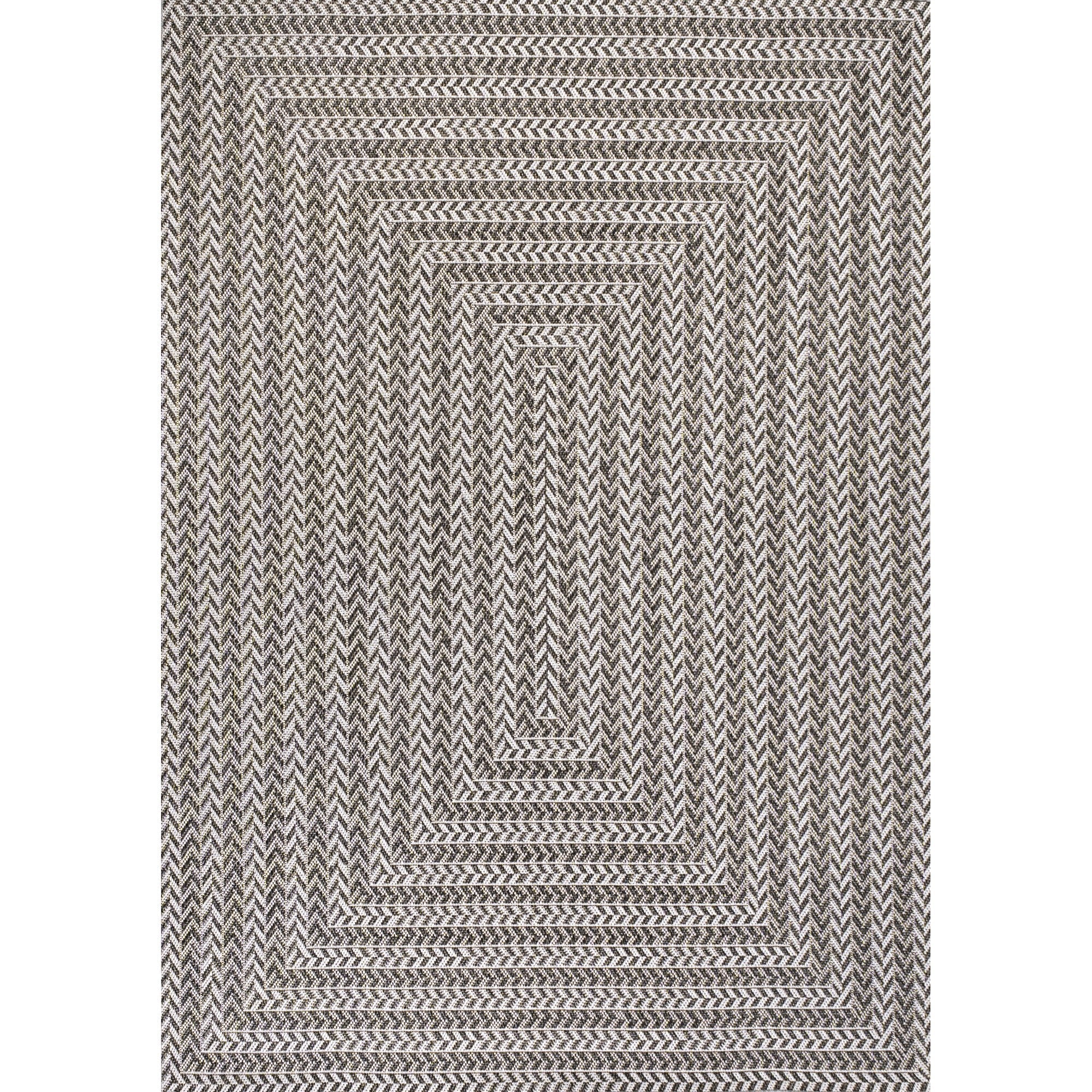 Chevron Modern Concentric Squares Indoor/Outdoor Square Area Rug