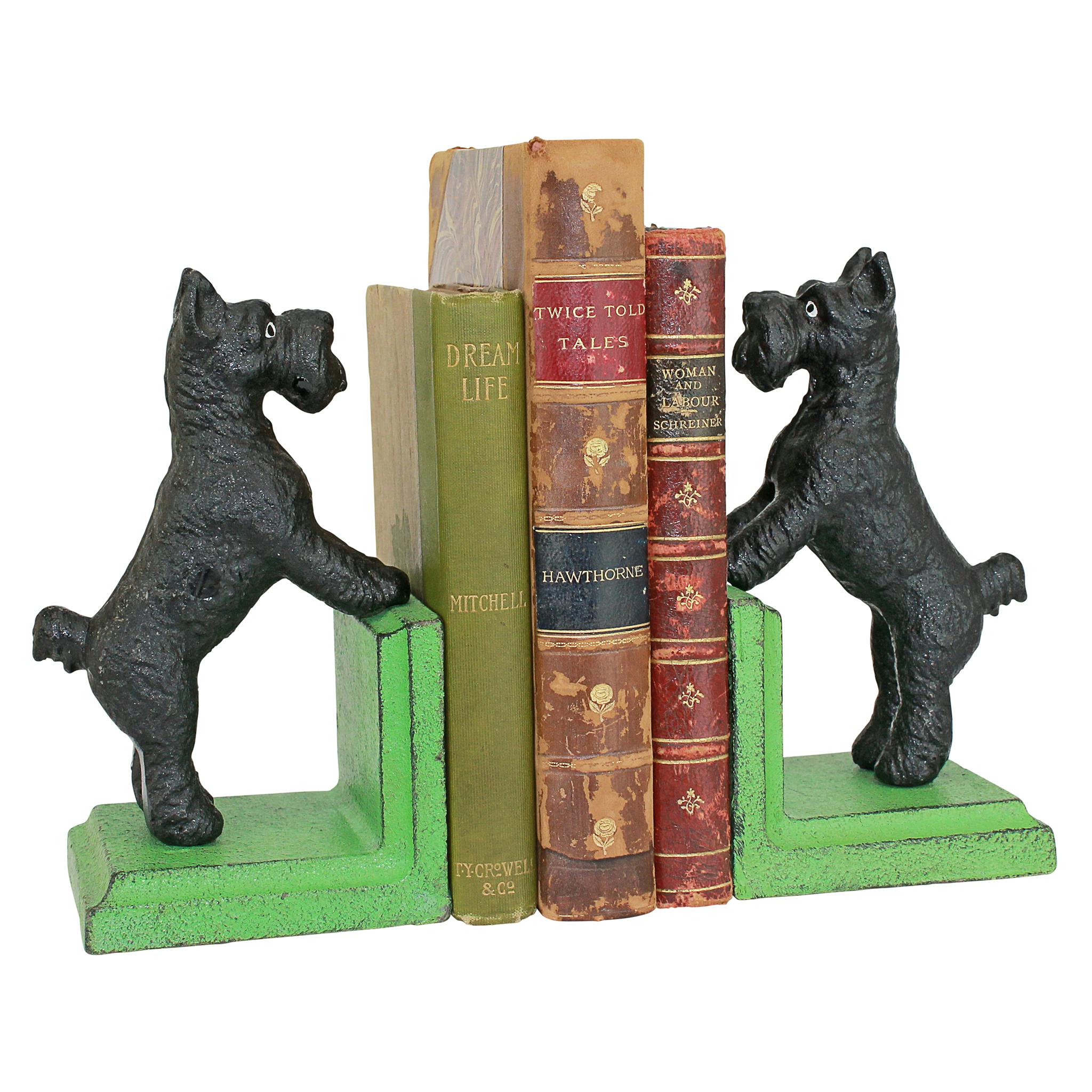 Over the Fence Scotty Dog Cast Iron Sculptural Bookend Pair