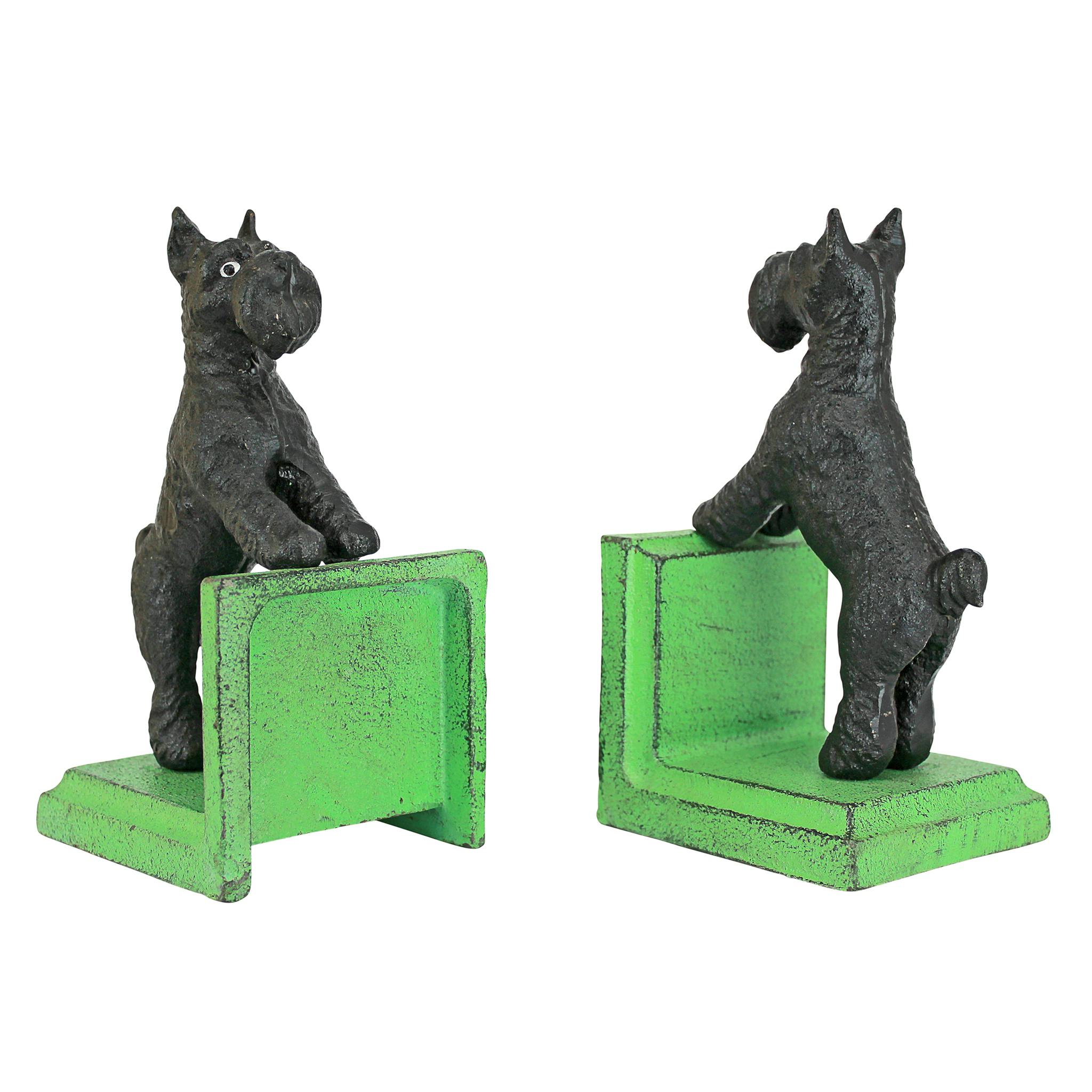 Over the Fence Scotty Dog Cast Iron Sculptural Bookend Pair