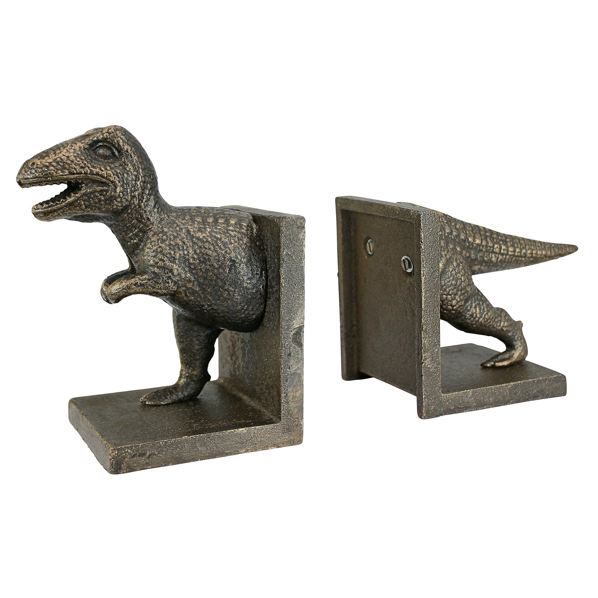 T-Rex Dinosaur Cast Iron Sculptural Bookend Pair