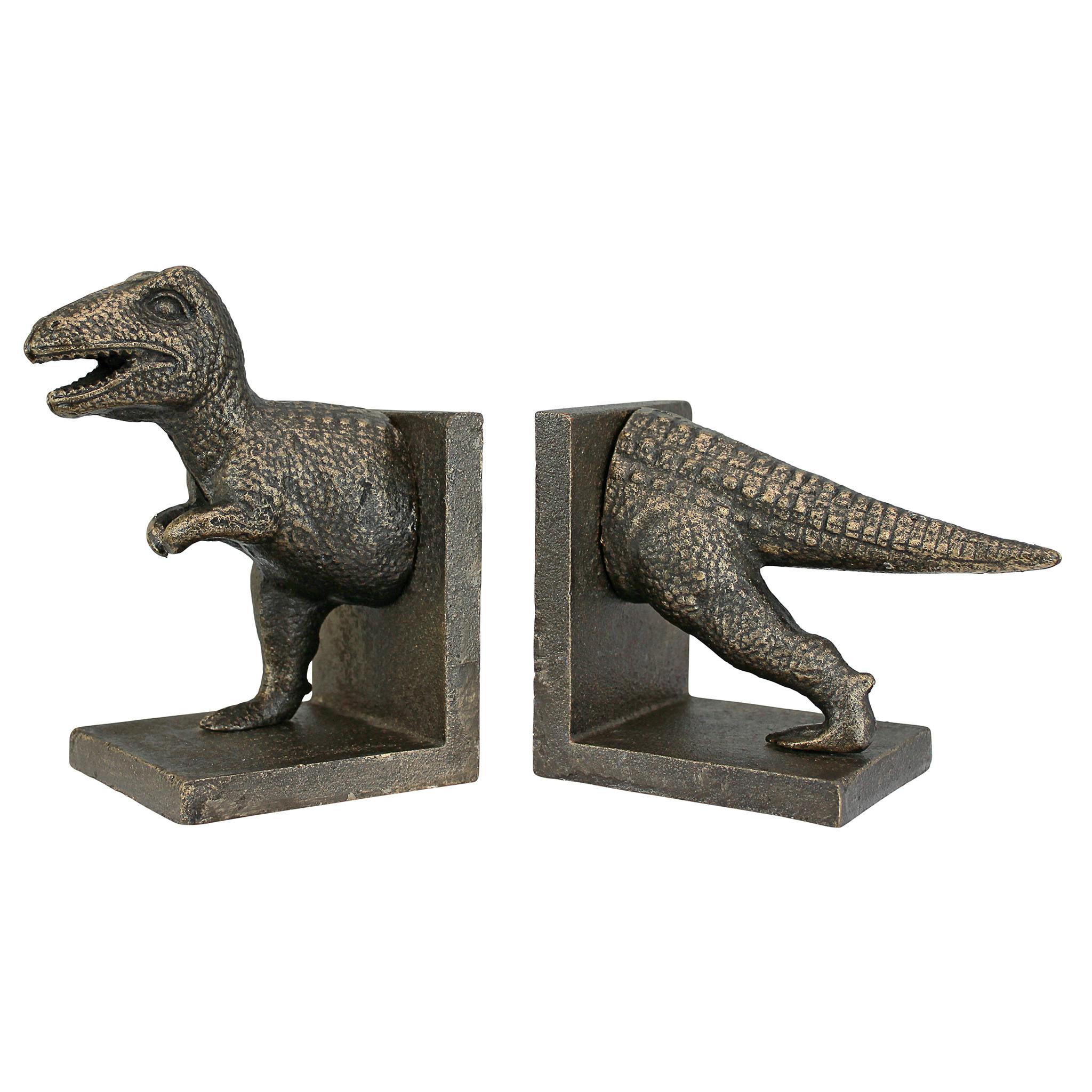 T-Rex Dinosaur Cast Iron Sculptural Bookend Pair