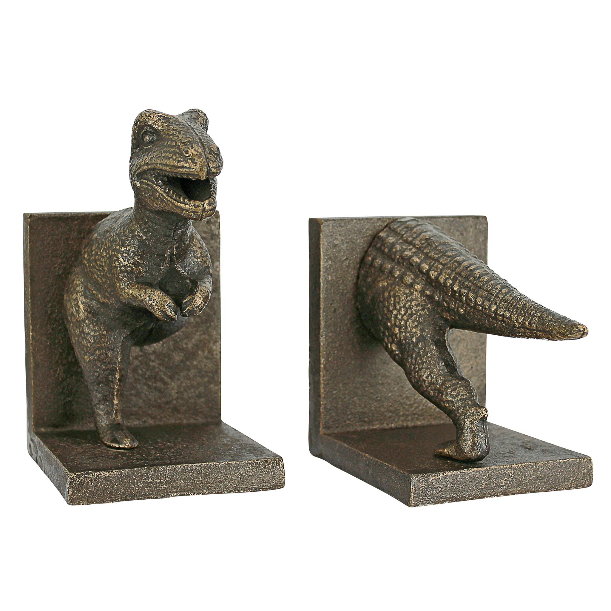 T-Rex Dinosaur Cast Iron Sculptural Bookend Pair