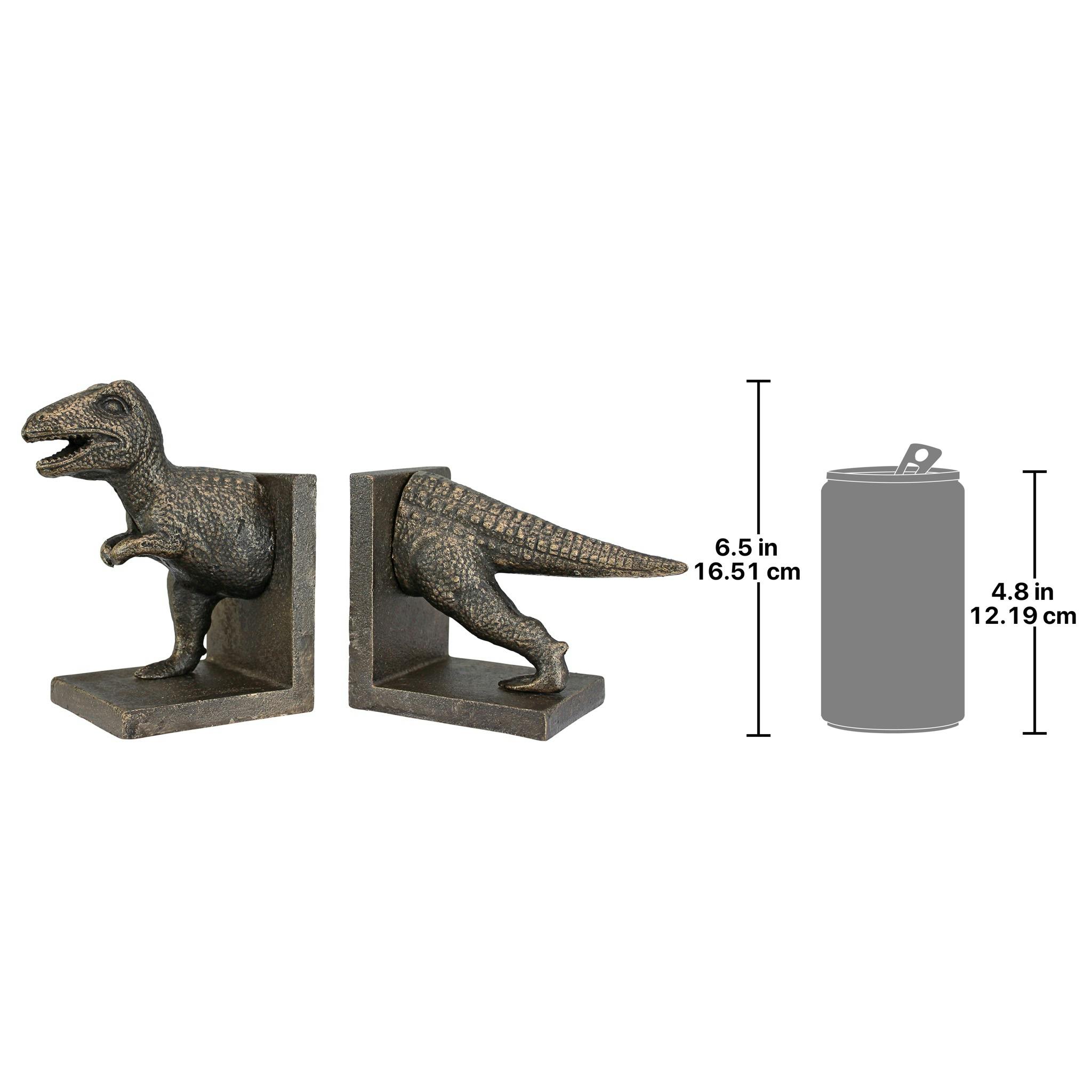 T-Rex Dinosaur Cast Iron Sculptural Bookend Pair